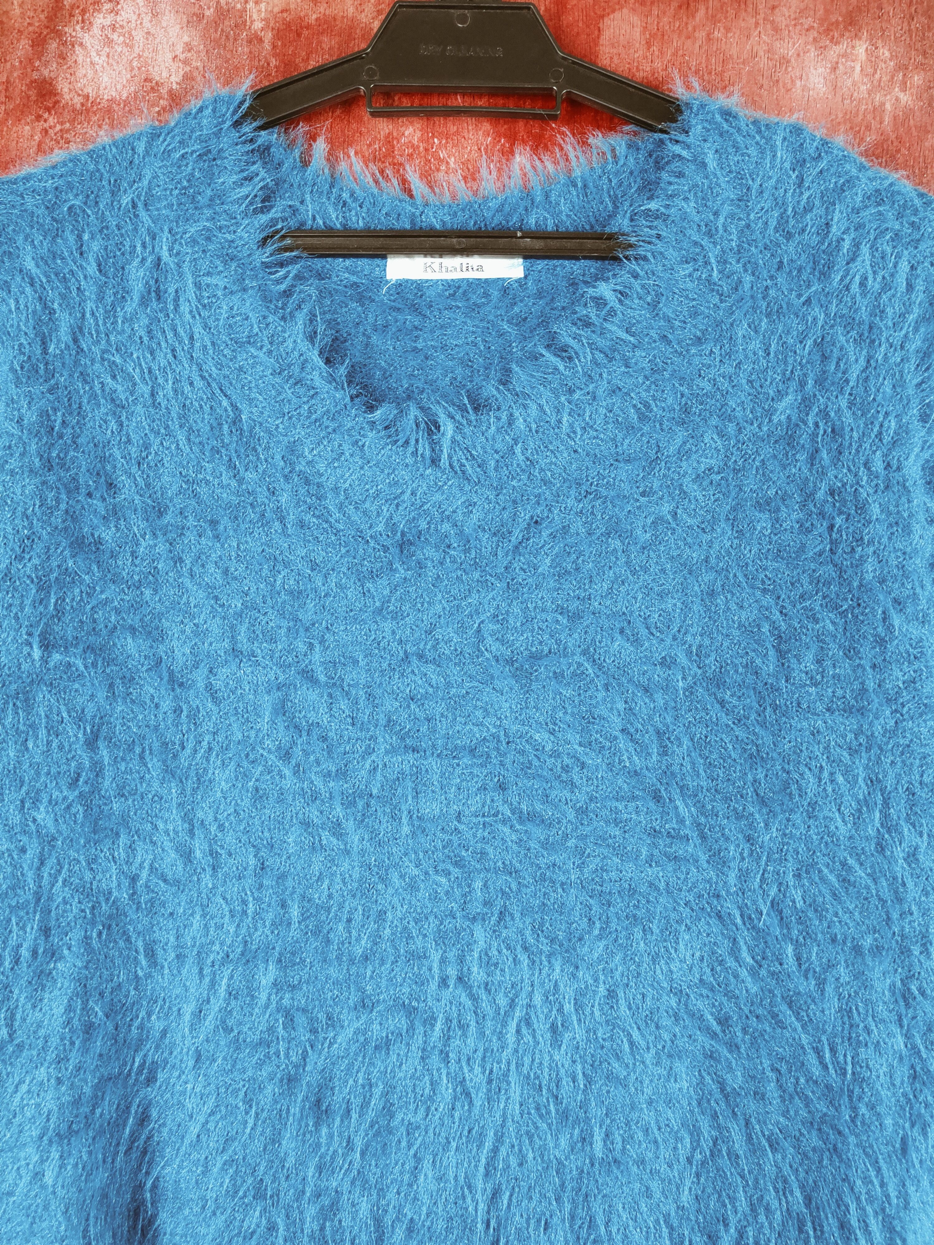 Japanese Brand × Vintage Hot Stuff 🔥 Khalita Turquoise Fur Mohair Knitwear Size L / US 10 / IT 46 - 2 Thumbnail
