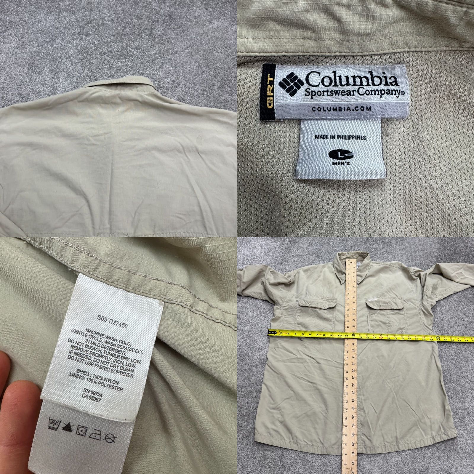 Vintage Columbia Button-Up Shirt Men L Beige Nylon Long Sleeve Outdoor Classic Vintage No Size US L / EU 52-54 / 3 - 8 Thumbnail