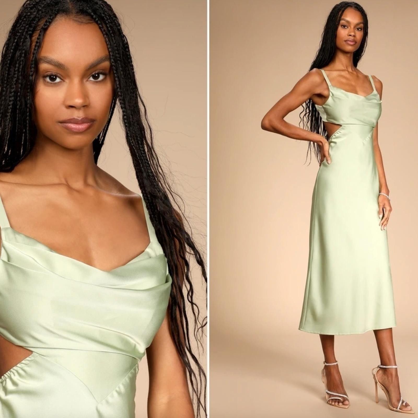 Lulus LULU's Prom Wedding Bridesmaid Sexy Satin Elegant Midi Size XS / US 0-2 / IT 36-38 - 4 Thumbnail