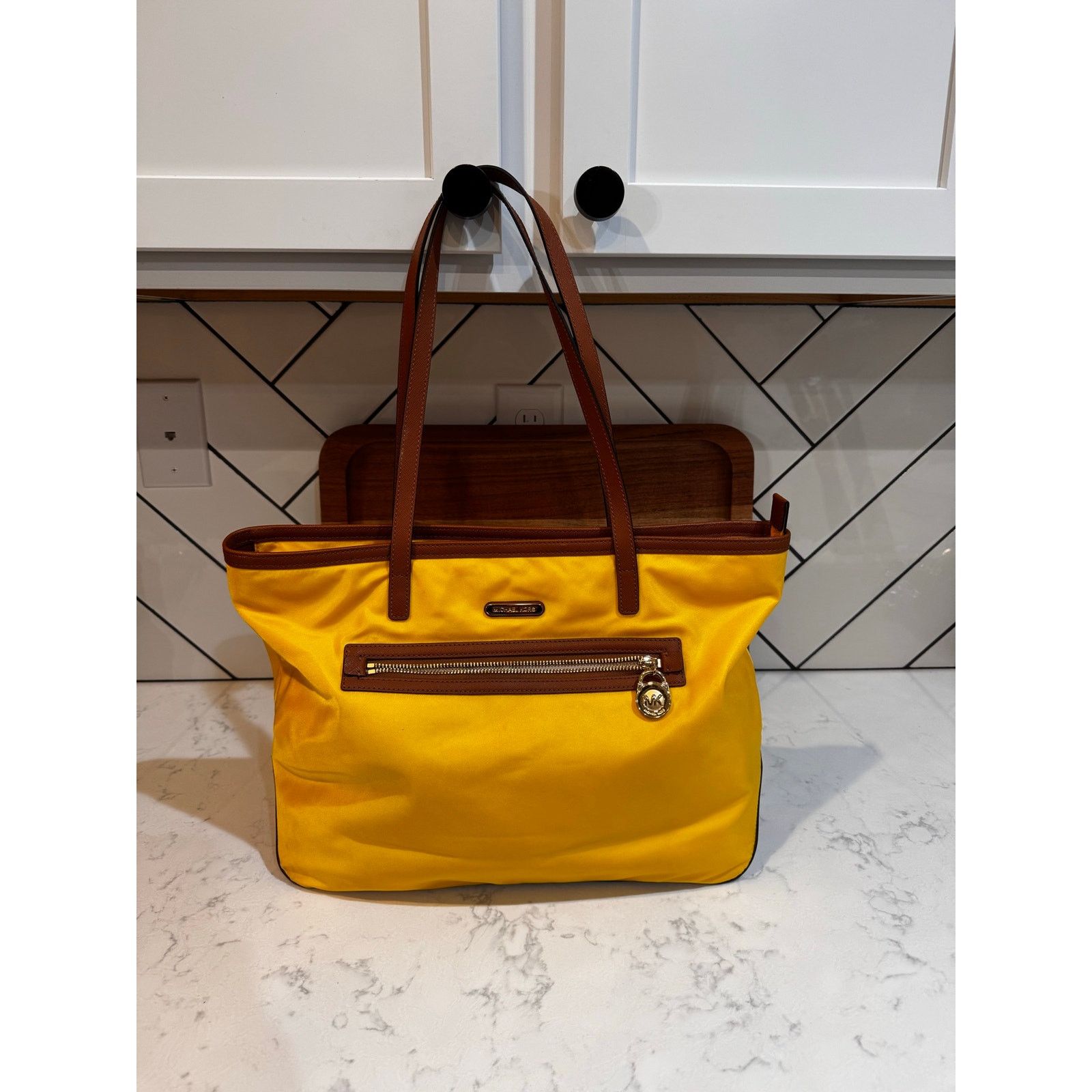 Michael Kors Michael Kors bright yellow Kempton nylon tote leather straps Size ONE SIZE - 1 Thumbnail