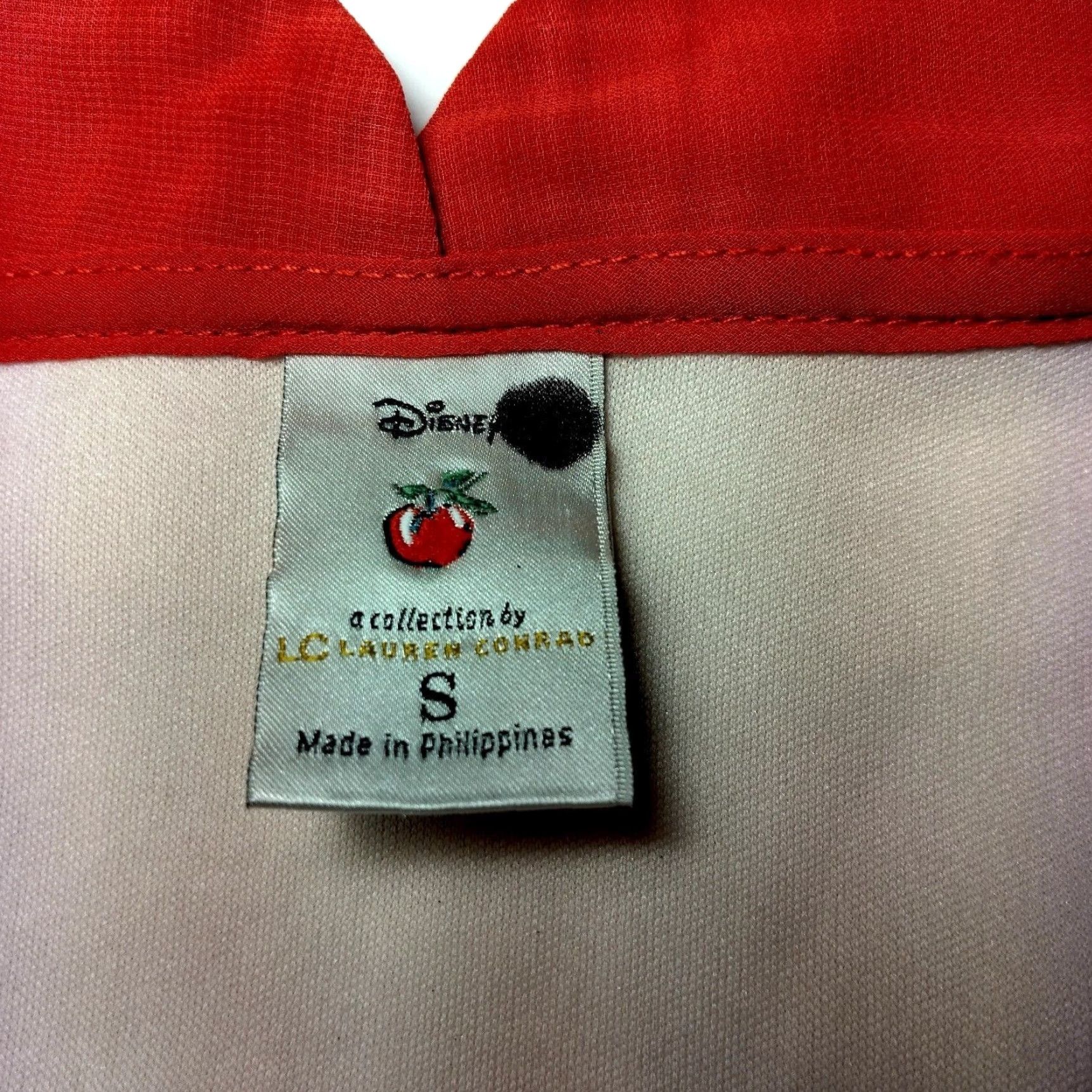 Disney Disney Lauren Conrad Snow White Shirt Small Peach Sleeveless Sheer Red Flowers Size S / US 4 / IT 40 - 3 Thumbnail