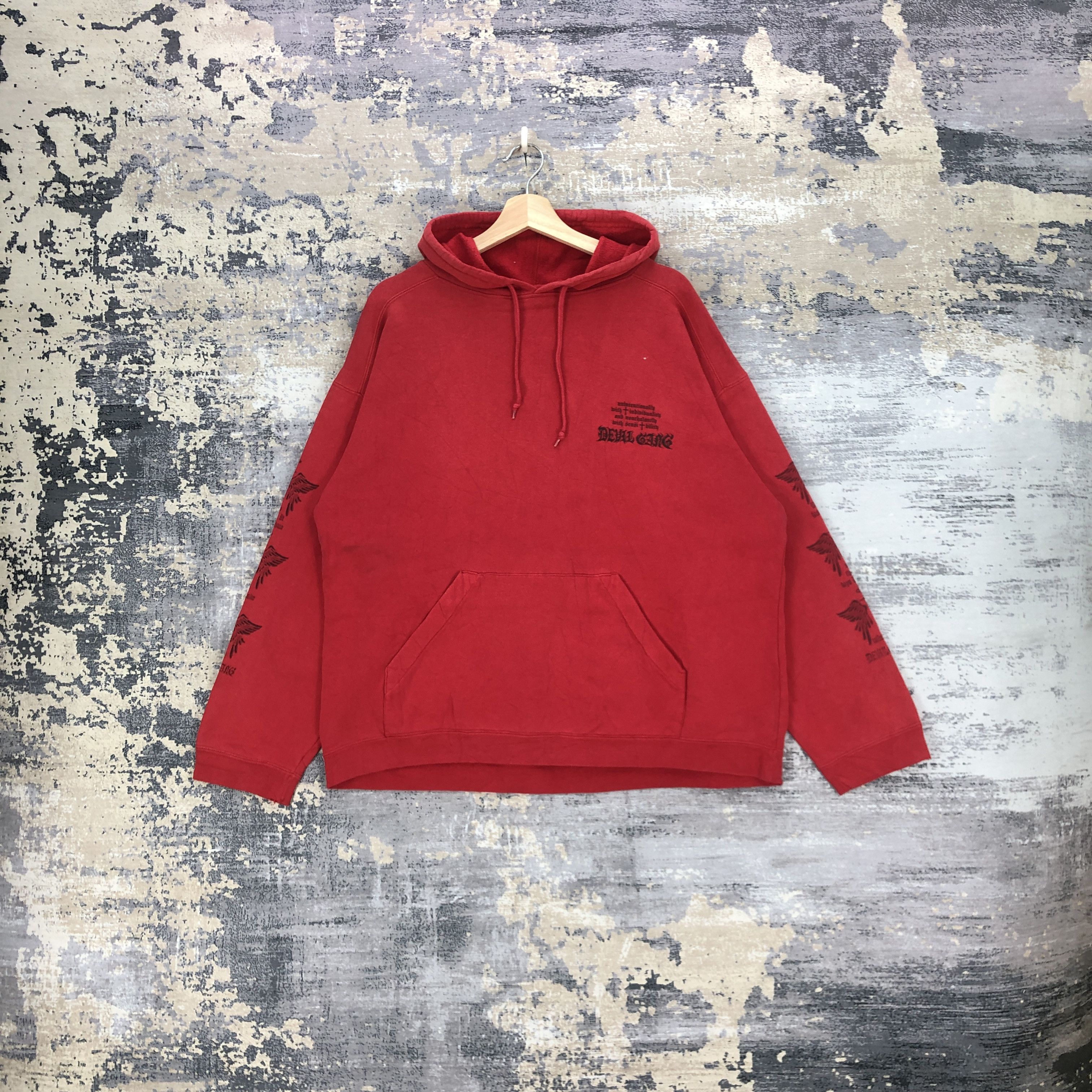 Japanese Brand × Vintage Vintage Y2K Devil Gang Hoodie Sweater Hip Hop Sweatshirt Size US XXL / EU 58 / 5 - 1 Thumbnail
