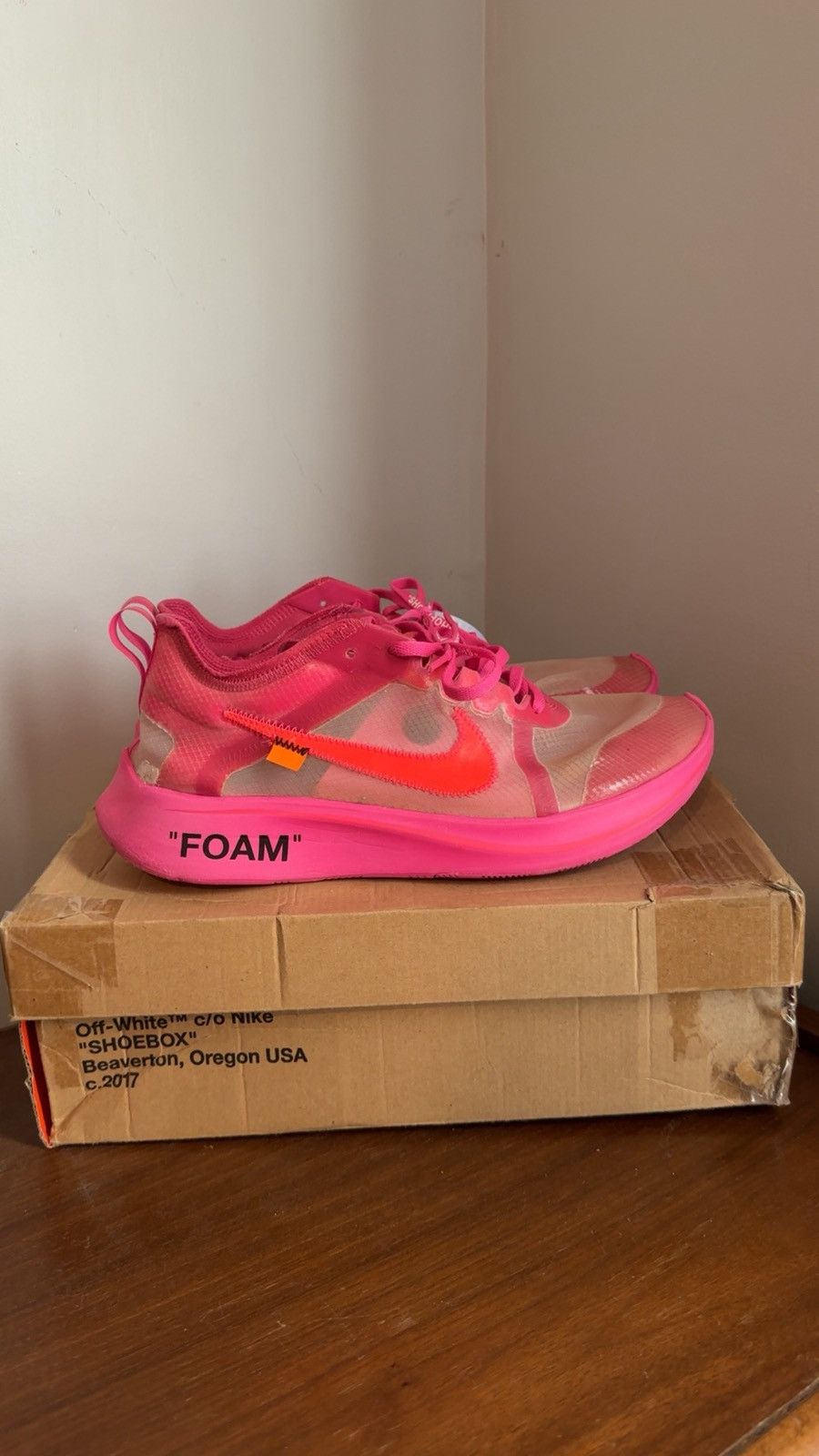 Nike × Off-White Nike Zoom Fly Off-White “Tulip Pink” Size US 10.5 / EU 43-44 - 2 Thumbnail