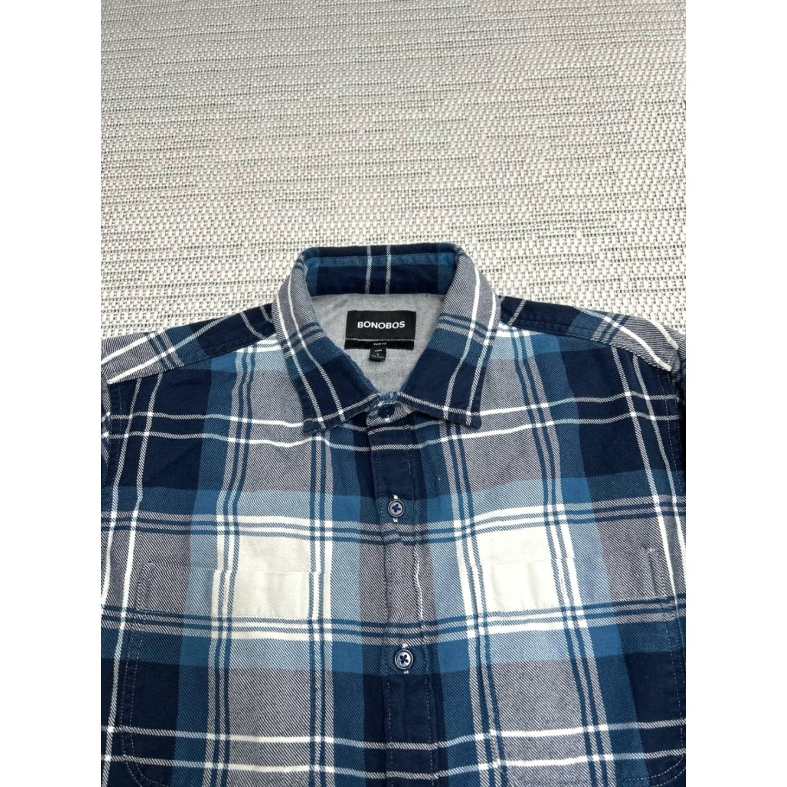 Bonobos Bonobos Shirt L Flannel Plaid Slim Fit Cotton Pockets Button Up Blue Casual Travel Mens Size US L / EU 52-54 / 3 - 2 Thumbnail