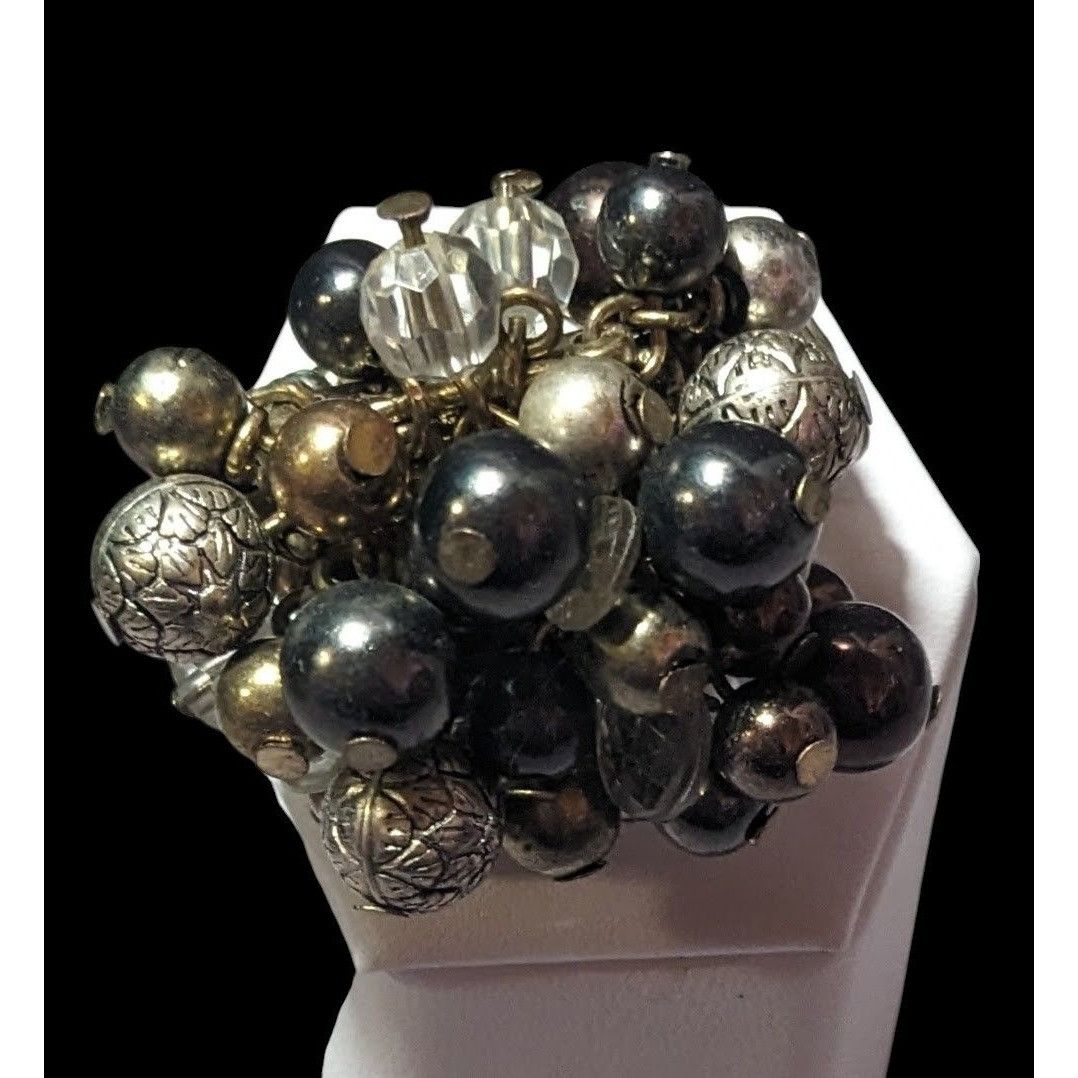 Other Chunky Metallic Beaded Cluster Stretch Ring Size 8 Size ONE SIZE - 1 Thumbnail