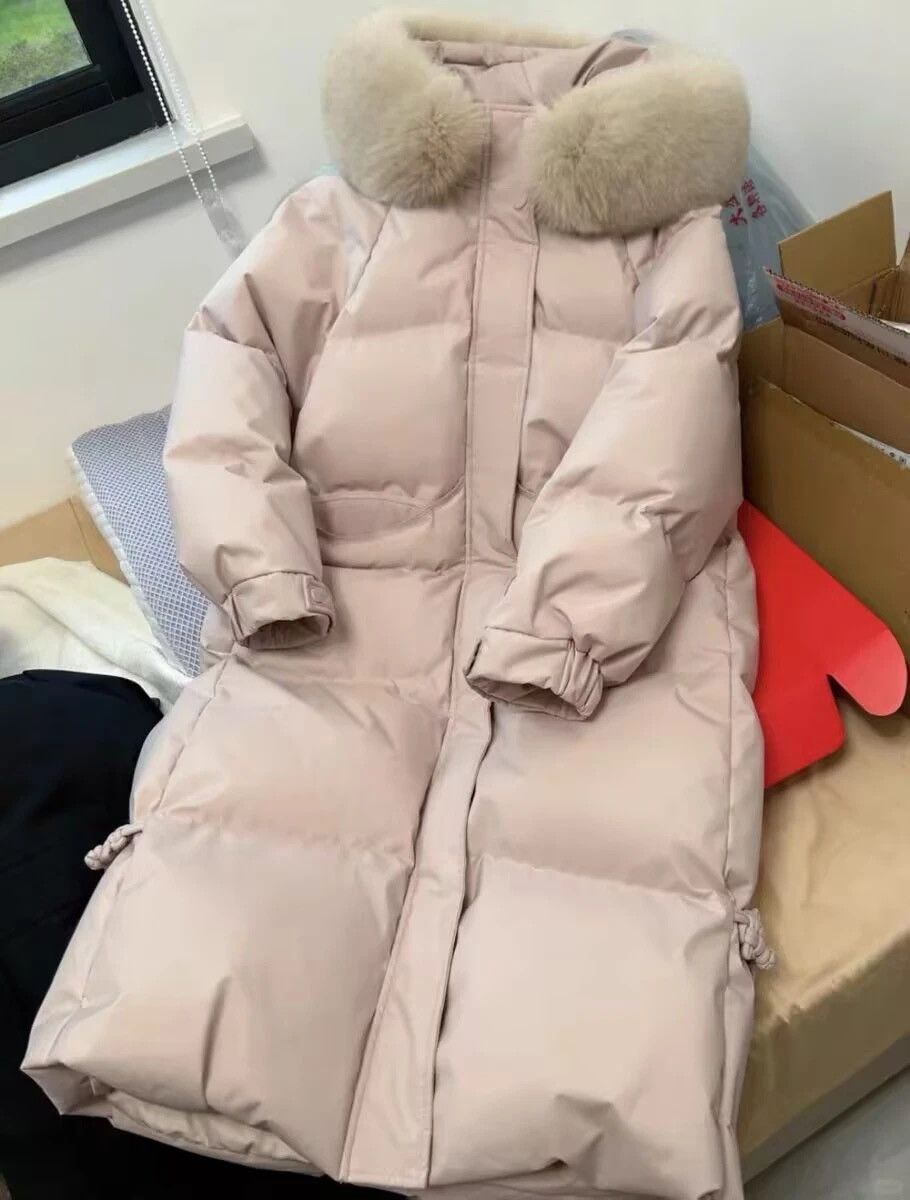 Korean Long White-Duck Down Coat – Thick Winter Parka with