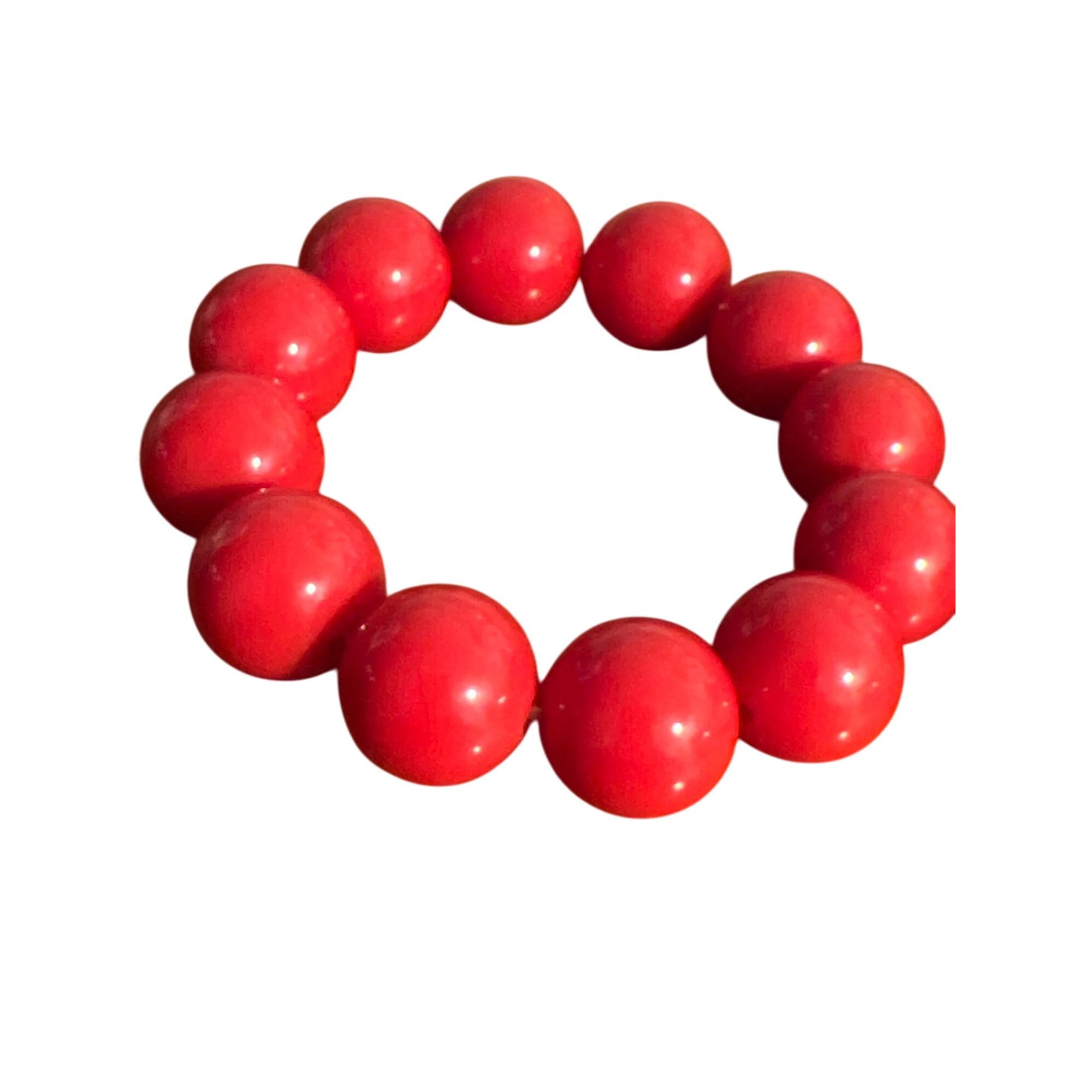 Other Vintage Red Acrylic Bead Stretch Bracelet Jewelry Flintstone Size ONE SIZE - 1 Thumbnail