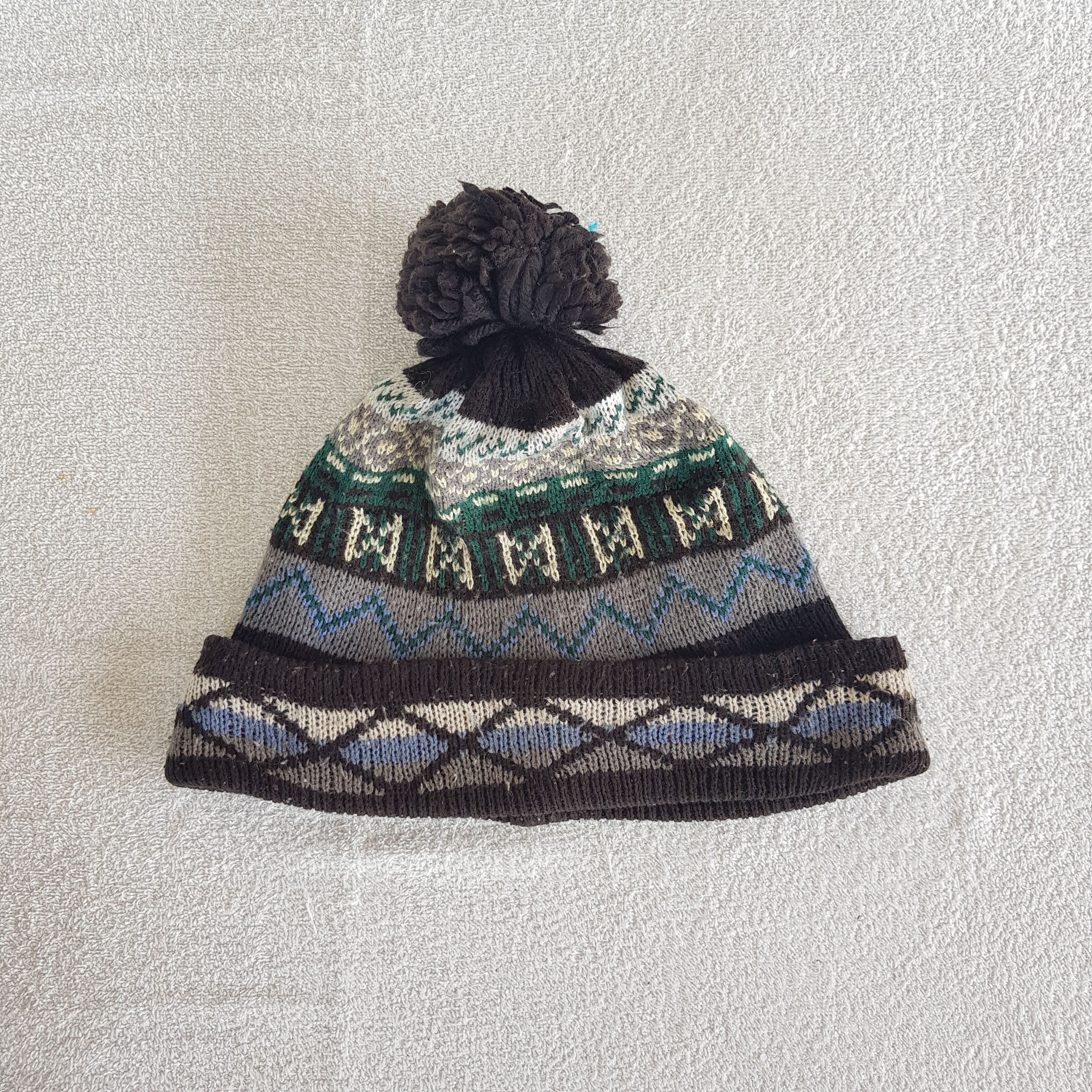Other Vintage Pattern Beanie Fair Isle Ribbed Knit Snow Caps Hats Size ONE SIZE - 5 Thumbnail