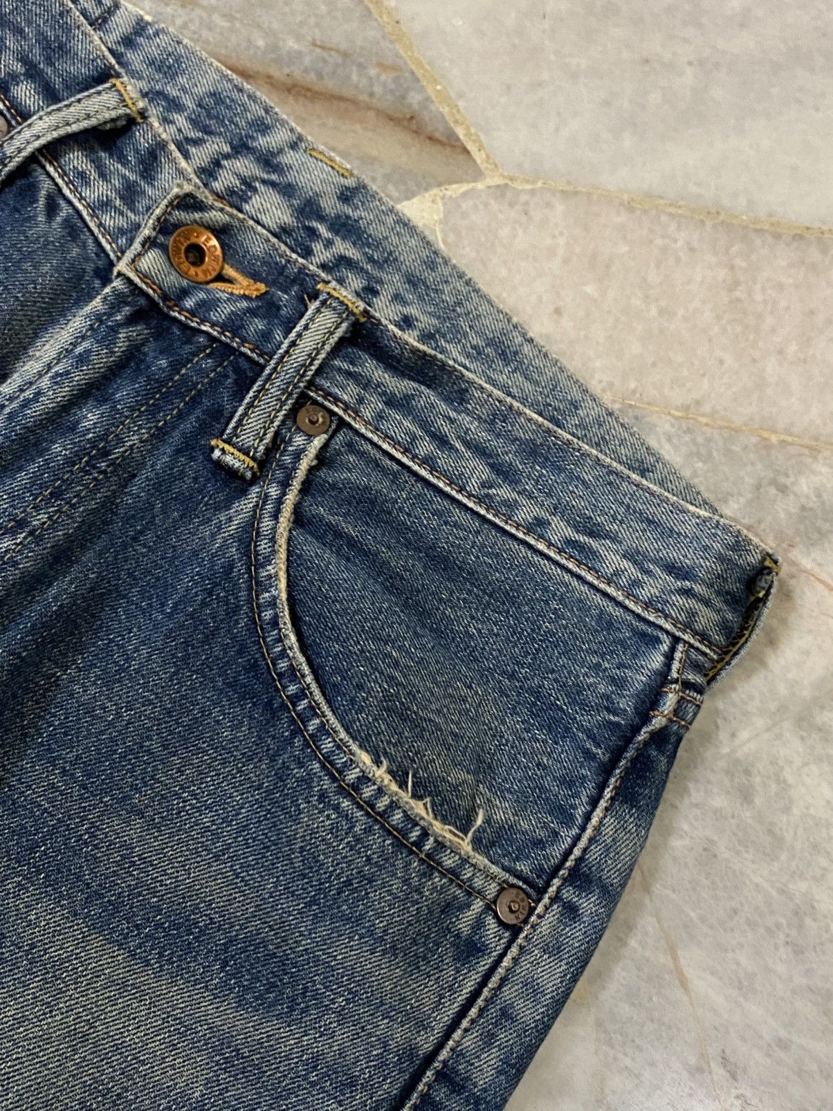 Edwin Vintage Edwin 505x Washed Orange Tab Ripped Selvedge Denim Size US 30 / EU 46 - 7 Thumbnail