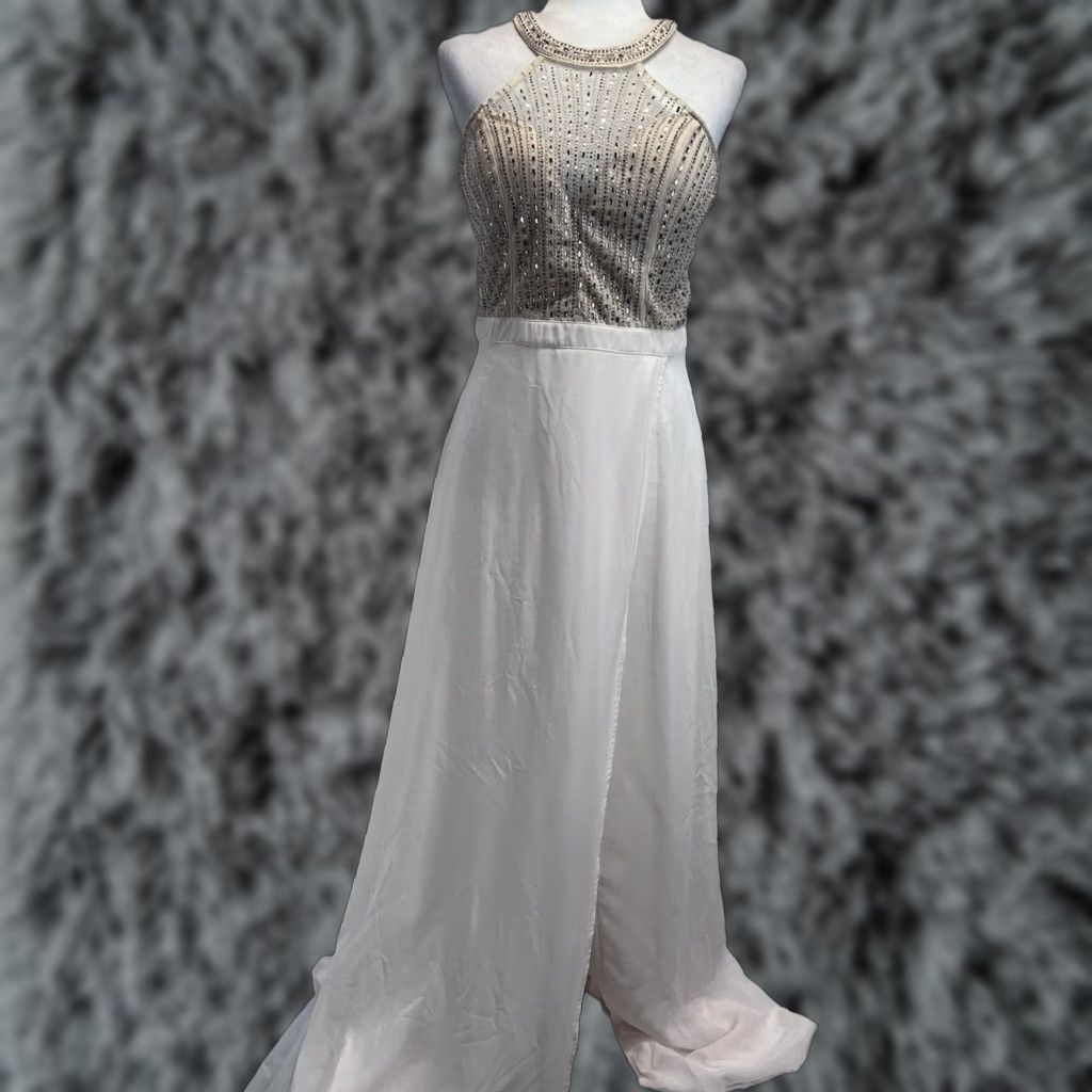Vintage VINTAGE Soieblu Evening Dress Dress Gown Sleeveless Ivory L Beaded Side Slit Women’s, Long, Formal, Party/Cocktail, Size L Size L / US 10 / IT 46 - 1 Thumbnail