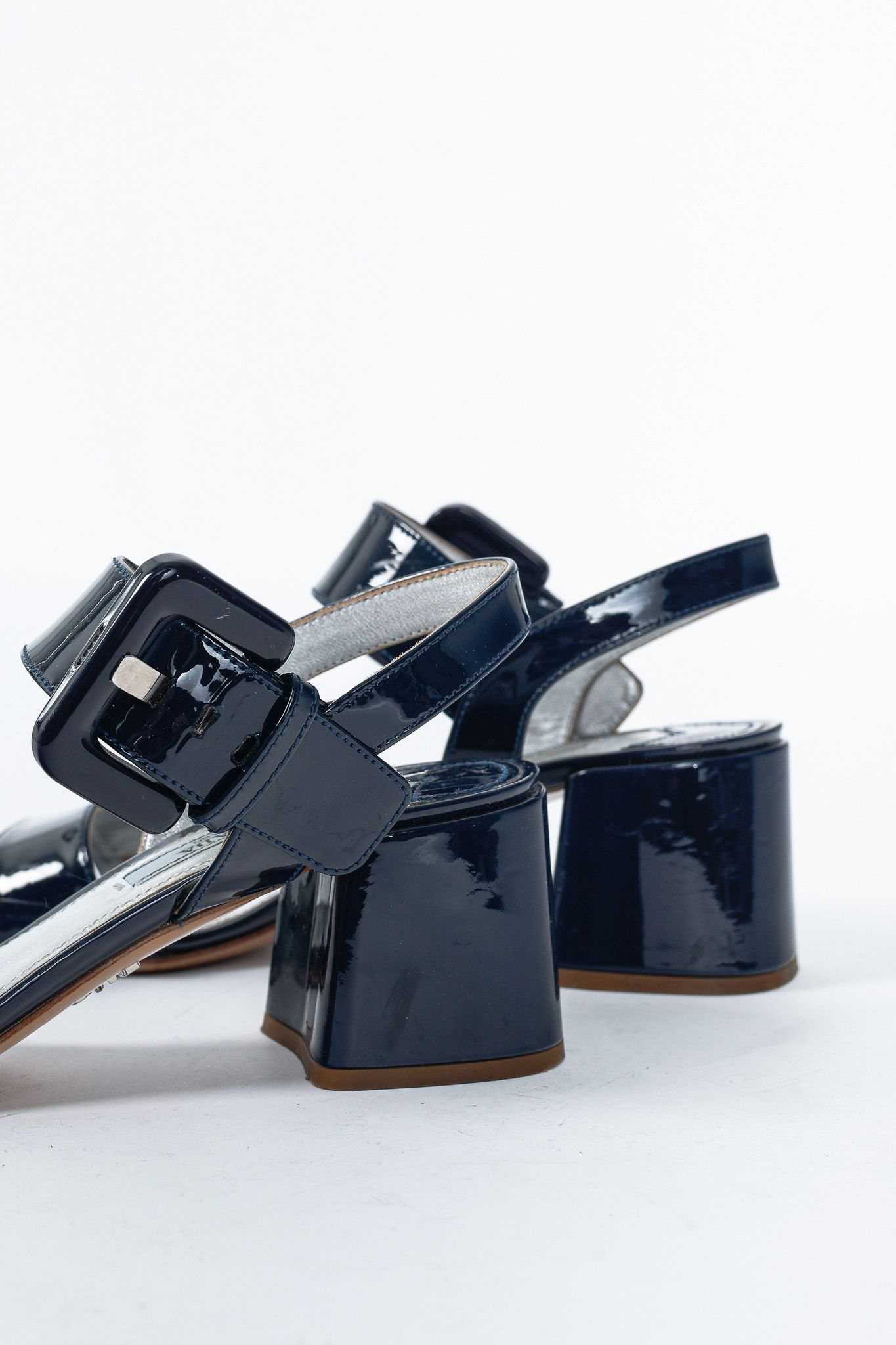 Prada Prada Blue Patent-Leather Buckled Sandals Size US 7 / IT 37 - 7 Thumbnail