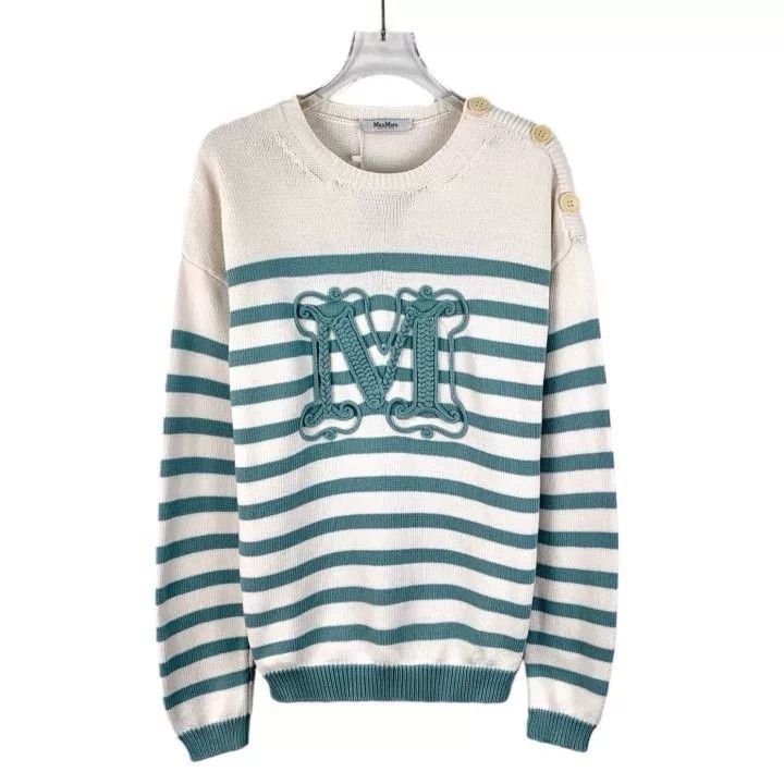 Max Mara Maxmara Striped Logo Embroidery Cotton Sweater Size M / US 6-8 / IT 42-44 - 1 Thumbnail