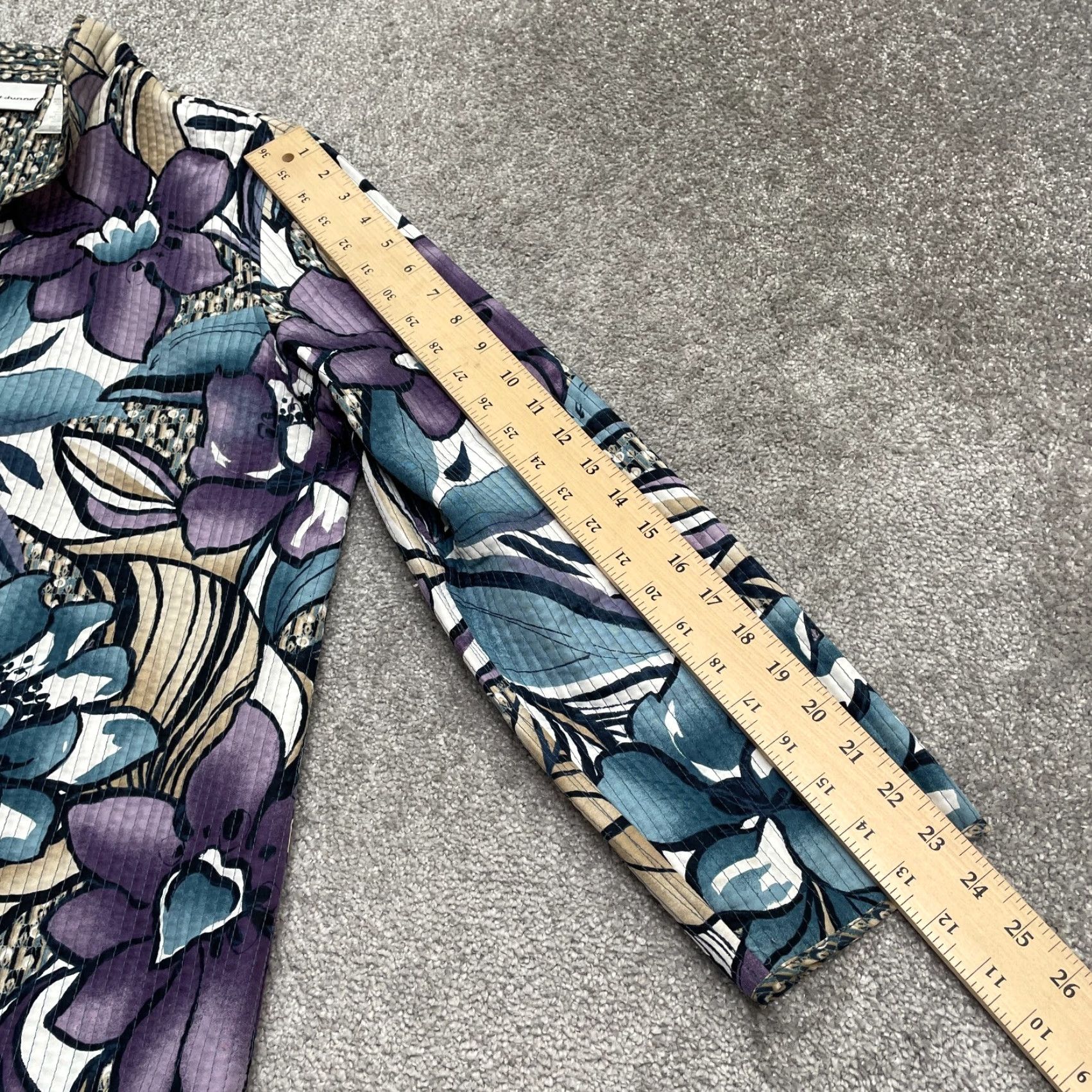 Vintage Alfred Dunner Jacket Womens 12 Purple Floral Reversible Open All Seasons Long Sleeve Casual Workwear Classic Designer Size XL / US 12-14 / IT 48-50 - 7 Thumbnail