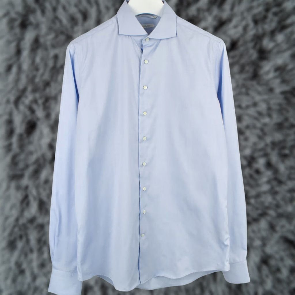 Suitsupply Suitsupply Custom Made Extra Slim Fit Formal Shirt Men 41L / 16L Cutaway Blue Shirt Size 42R - 1 Thumbnail