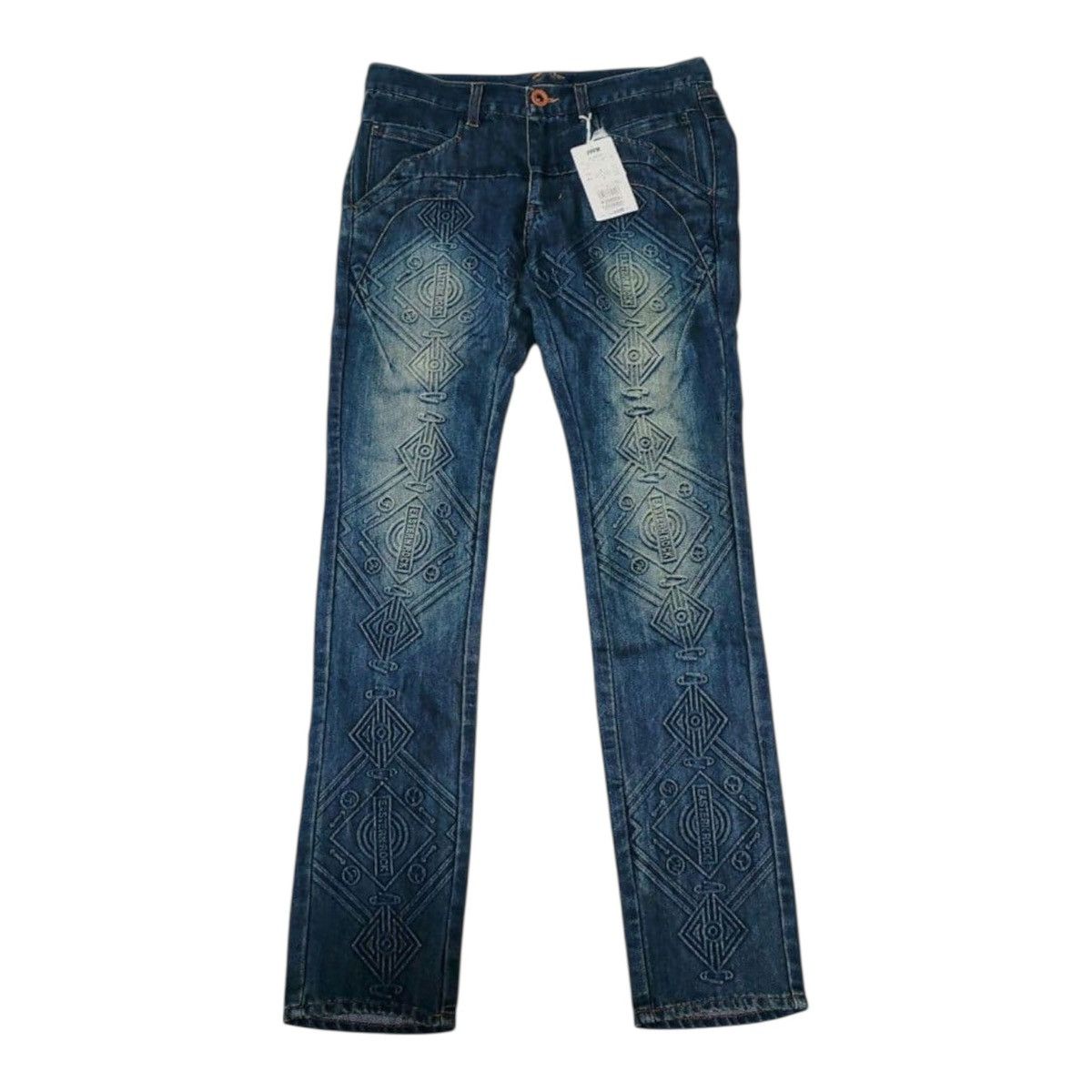 Japanese Brand PPFM SS2011 “Eastern Rock” Embossed Geometric Denim Size US 32 / EU 48 - 2 Thumbnail