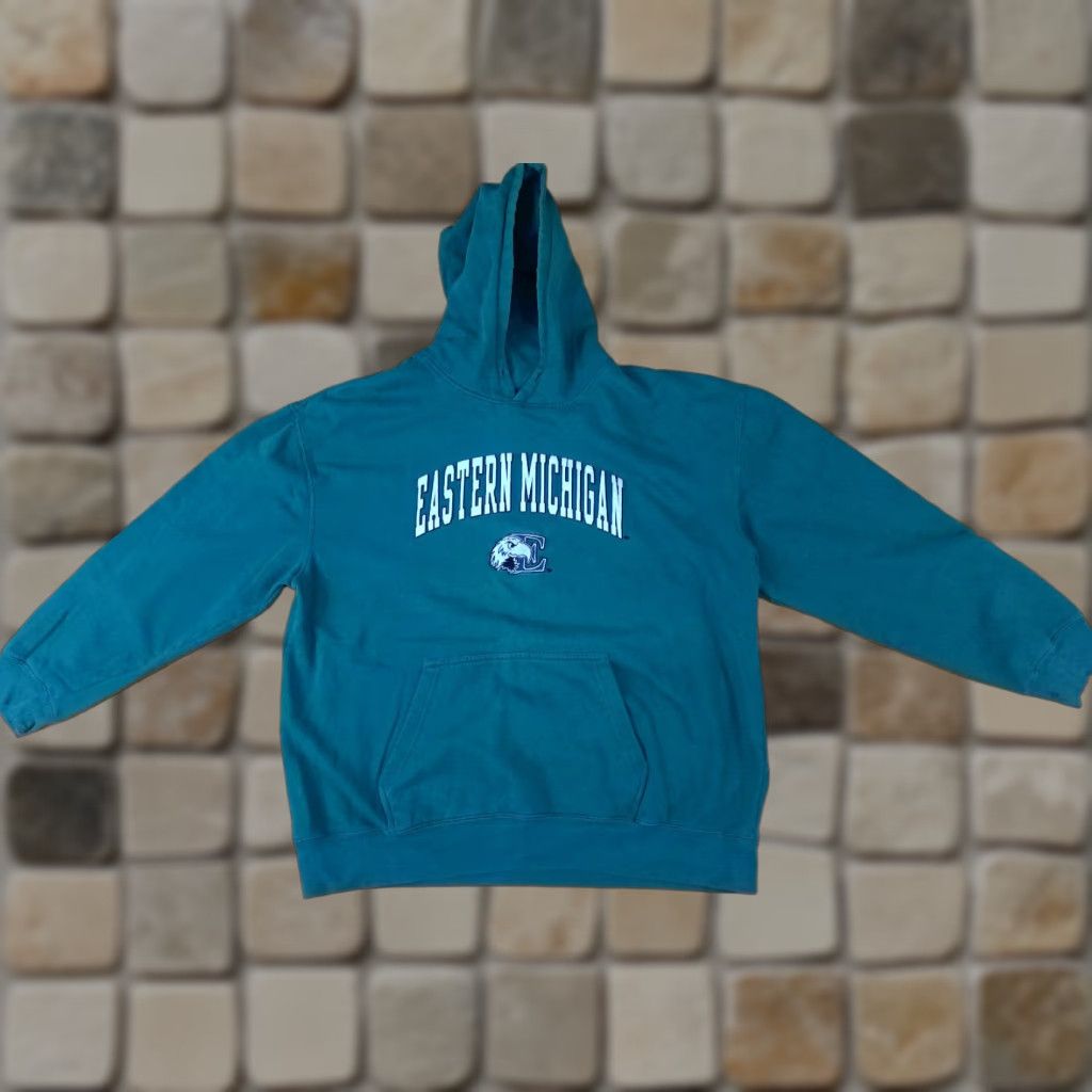 X-LARGE VINTAGE Eastern Michigan Eagles Sweatshirt Hooded Embroidered XL Green Unisex Adults 90s Sports Basketball Pullover Size US XL / EU 56 / 4 - 1 Thumbnail