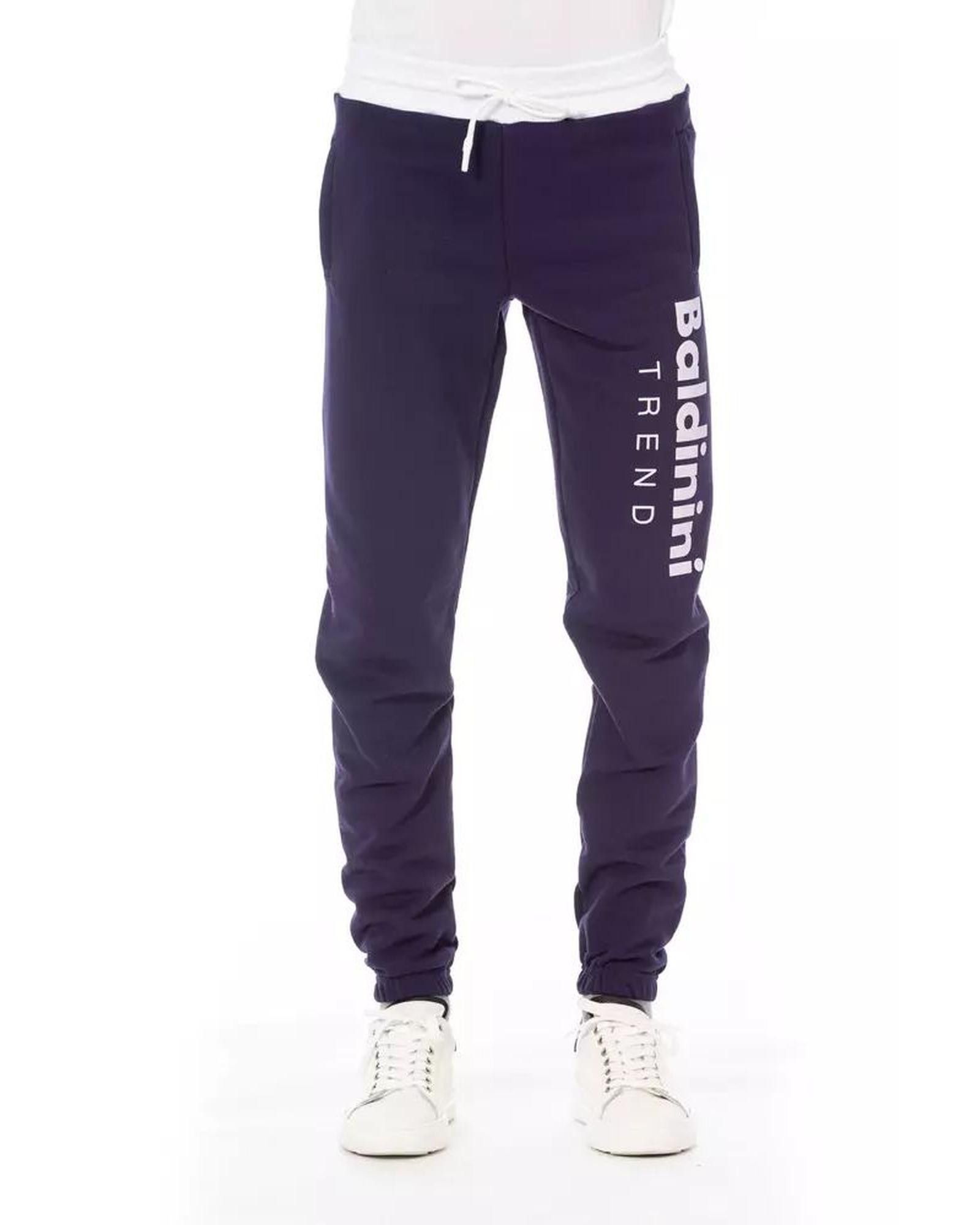 image of Baldinini Fleece Sport Pants With Logo Detail And Pockets in Purple, Men's (Size 32)