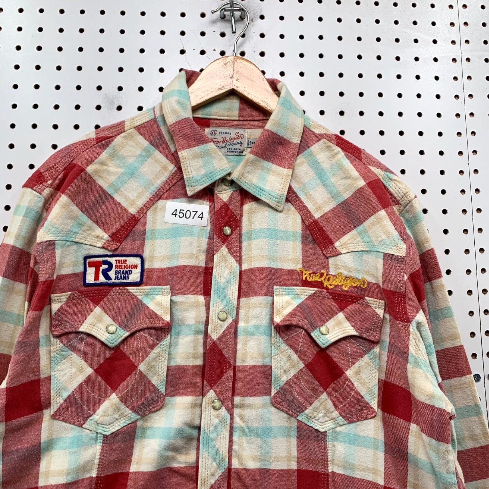True Religion True Religion Shirt Mens 2XL Flannel Red Plaid Western Snap Size US XXL / EU 58 / 5 - 6 Thumbnail