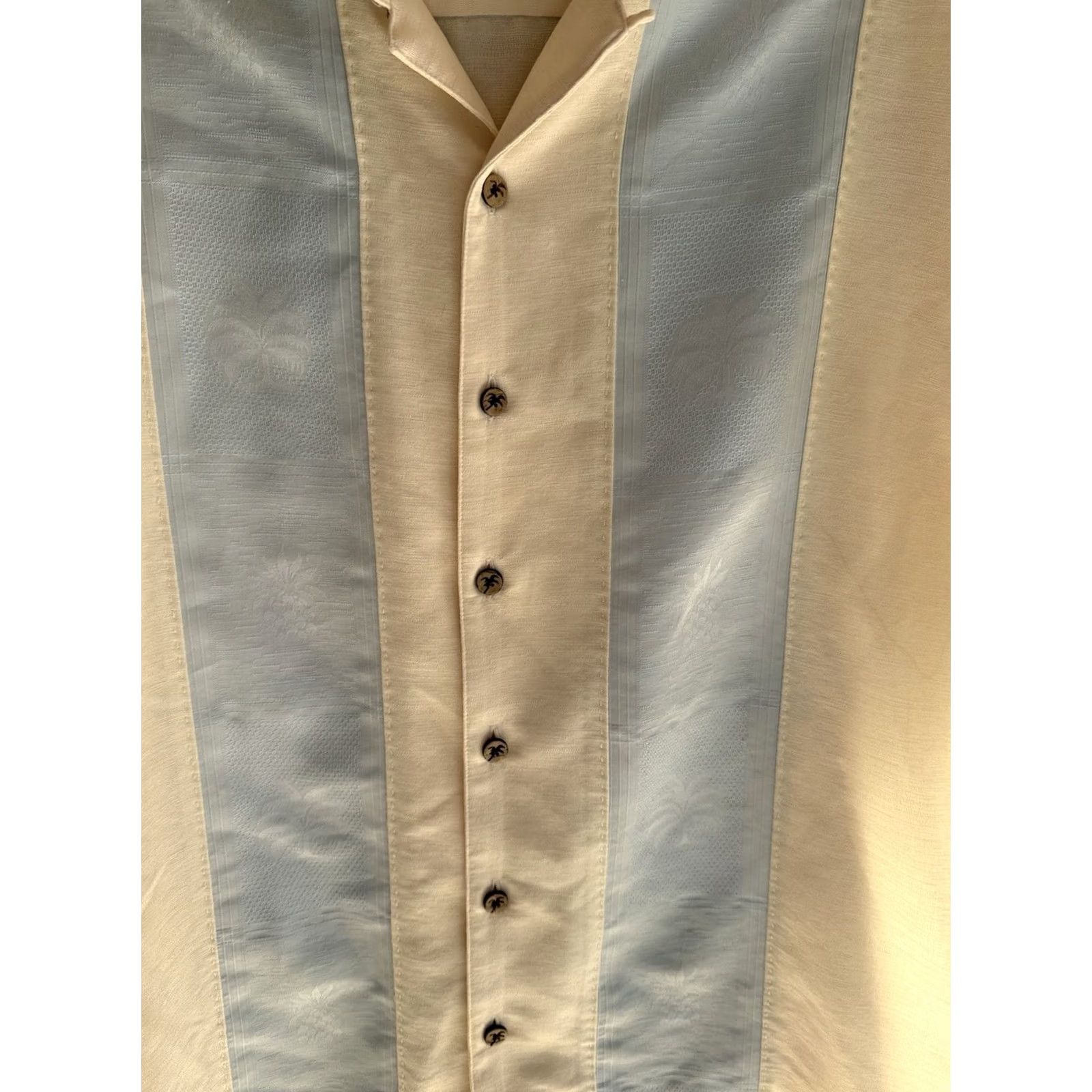 Vintage Caribbean Shirt Mens XL Ivory Hawaiian Button-Up Short Sleeve Casual Solid Size US XL / EU 56 / 4 - 2 Thumbnail