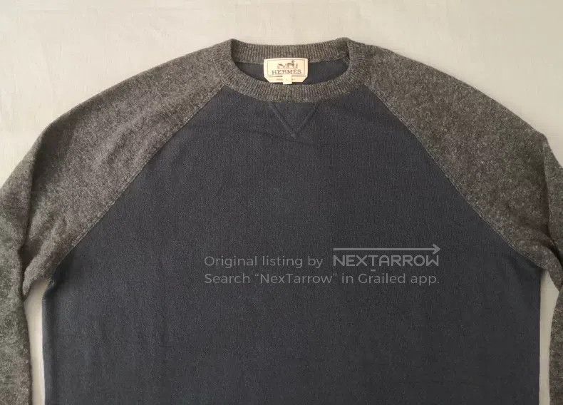 Hermes Hermes Cashmere sweater knitted sweater, blue-gray color, Size US L / EU 52-54 / 3 - 3 Thumbnail