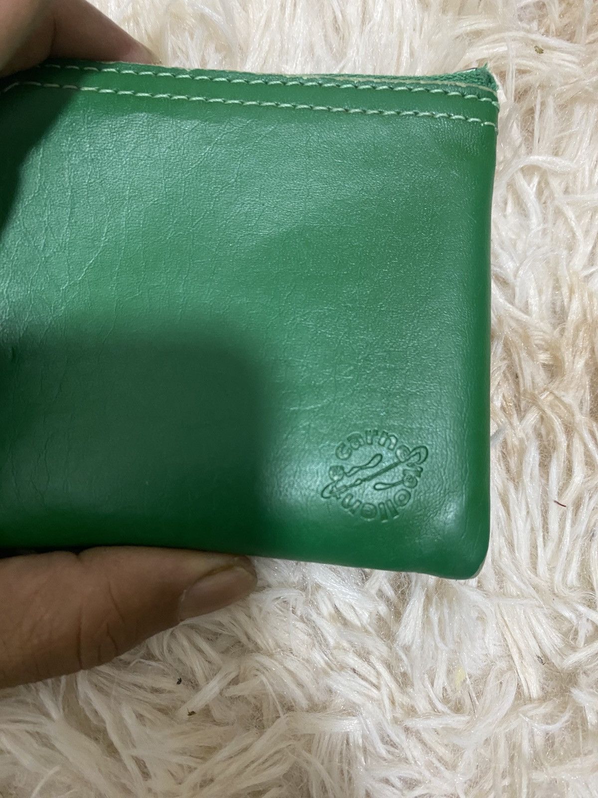 Carne Bollente Carne Bollente Green Leather Zip Wallet / Coin Pouch “ Size ONE SIZE - 3 Thumbnail