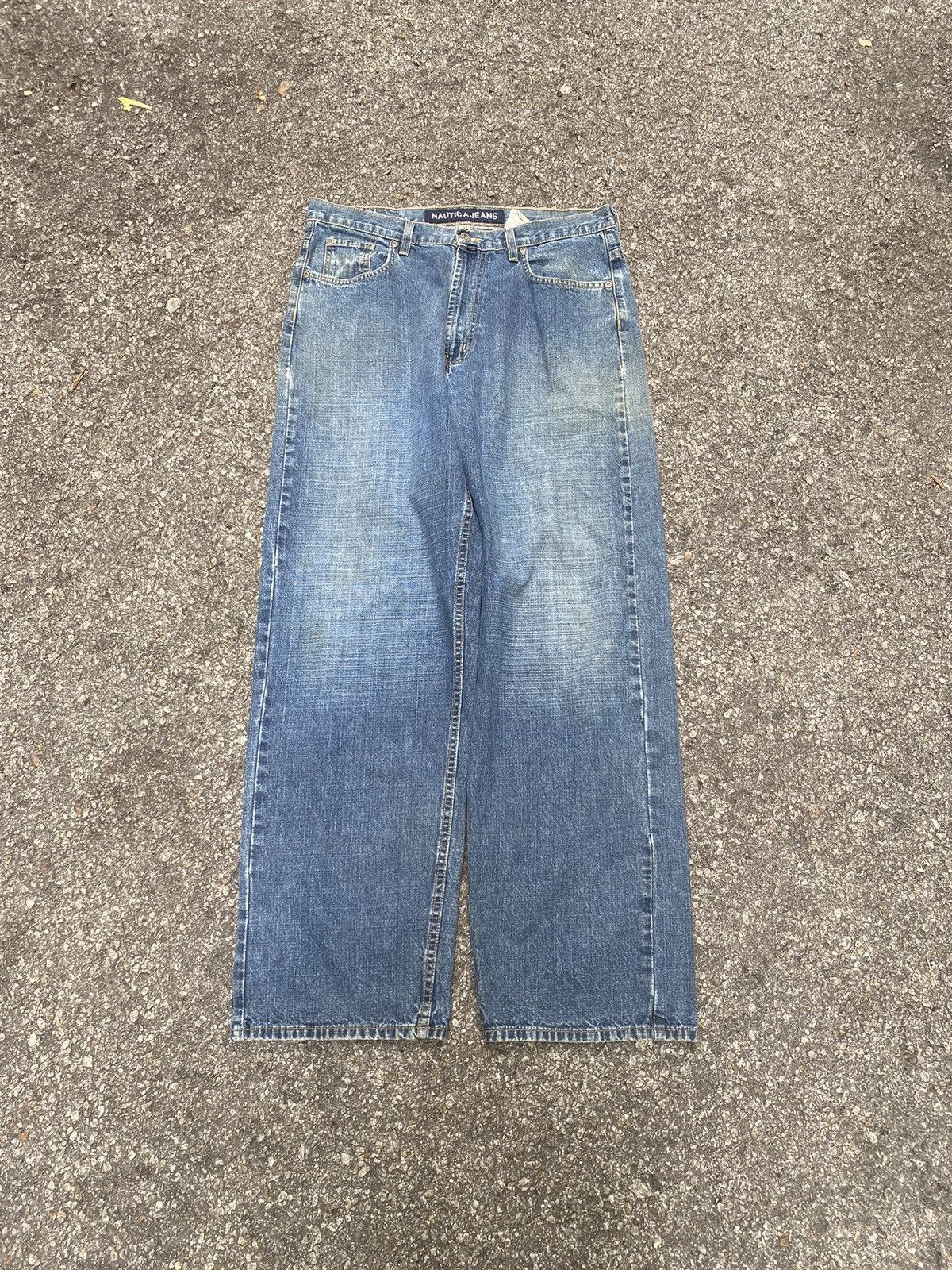 image of Jnco x Nautica Vintage Y2K Nautica Baggy Wide Leg Denim Skater Jeans in Blue, Men's (Size 34)