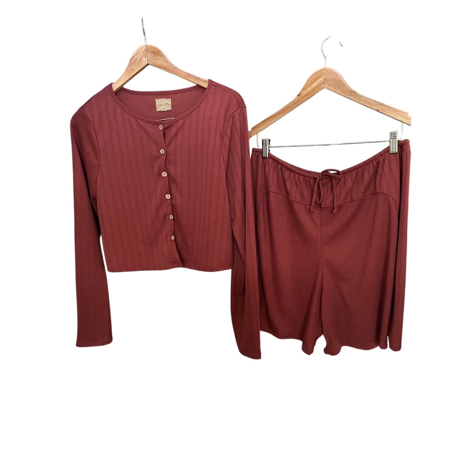 Free People New free-est Monica Cardigan Short Set $88 SMALL Brick Red Size 28" / US 6 / IT 42 - 5 Thumbnail