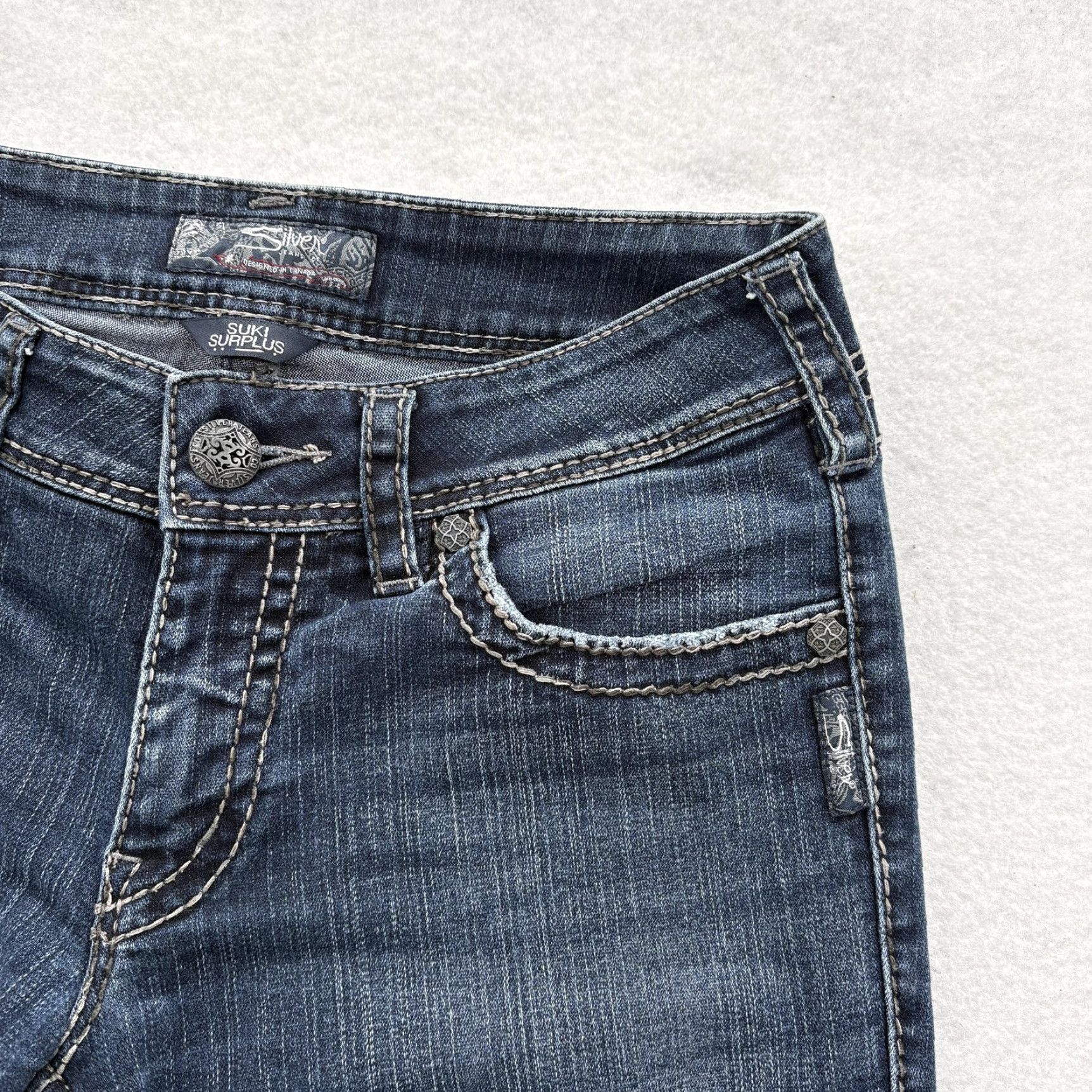 Silver Jeans Co. Silver Jeans Suki Surplus Bootcut Jeans Womens 29x30 Blue Low Rise Denim Grunge Size 29" - 4 Thumbnail