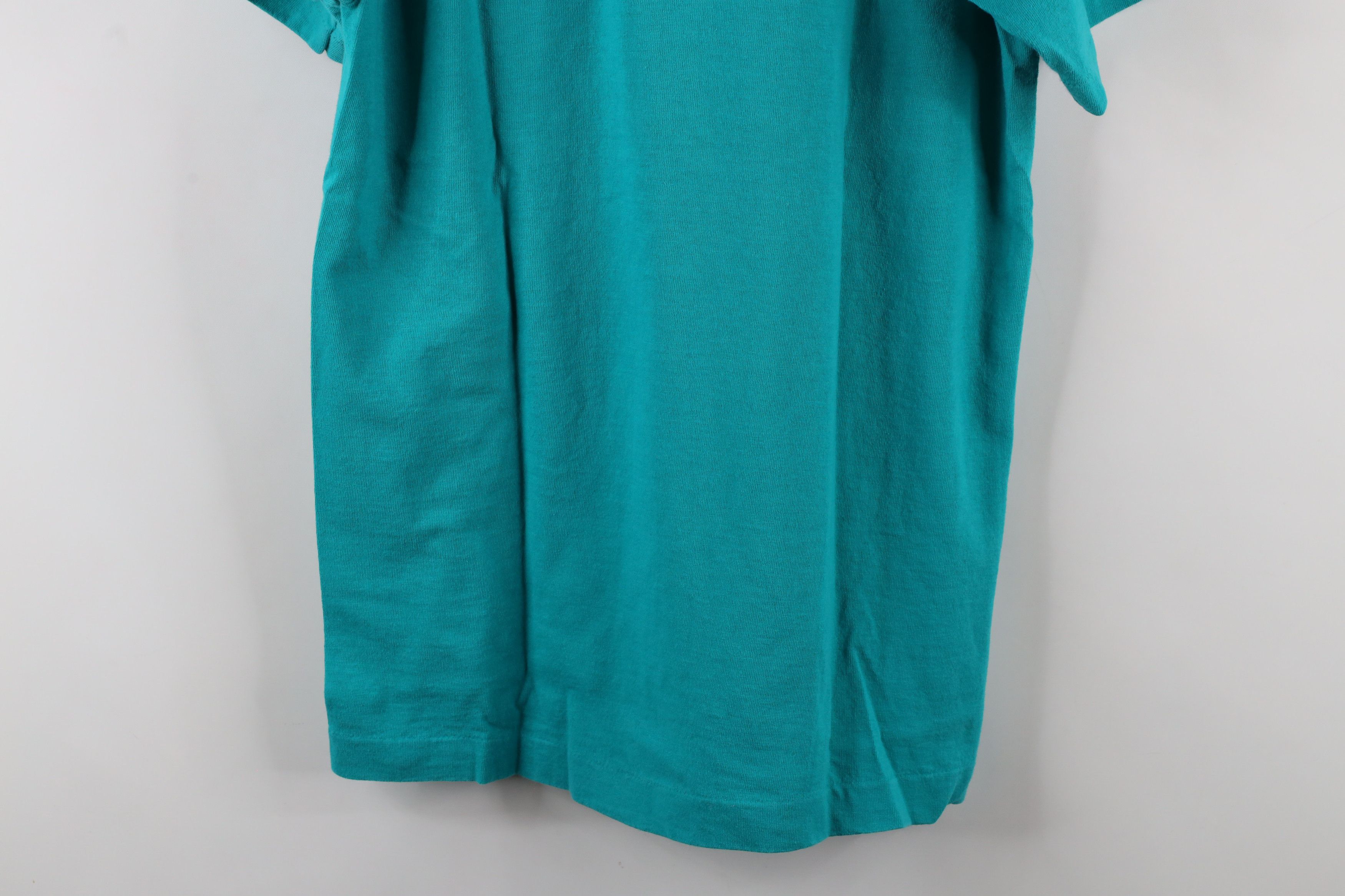 Vintage Vintage 90s Streetwear Blank Pocket T-Shirt Cotton Teal USA Size US M / EU 48-50 / 2 - 9 Thumbnail