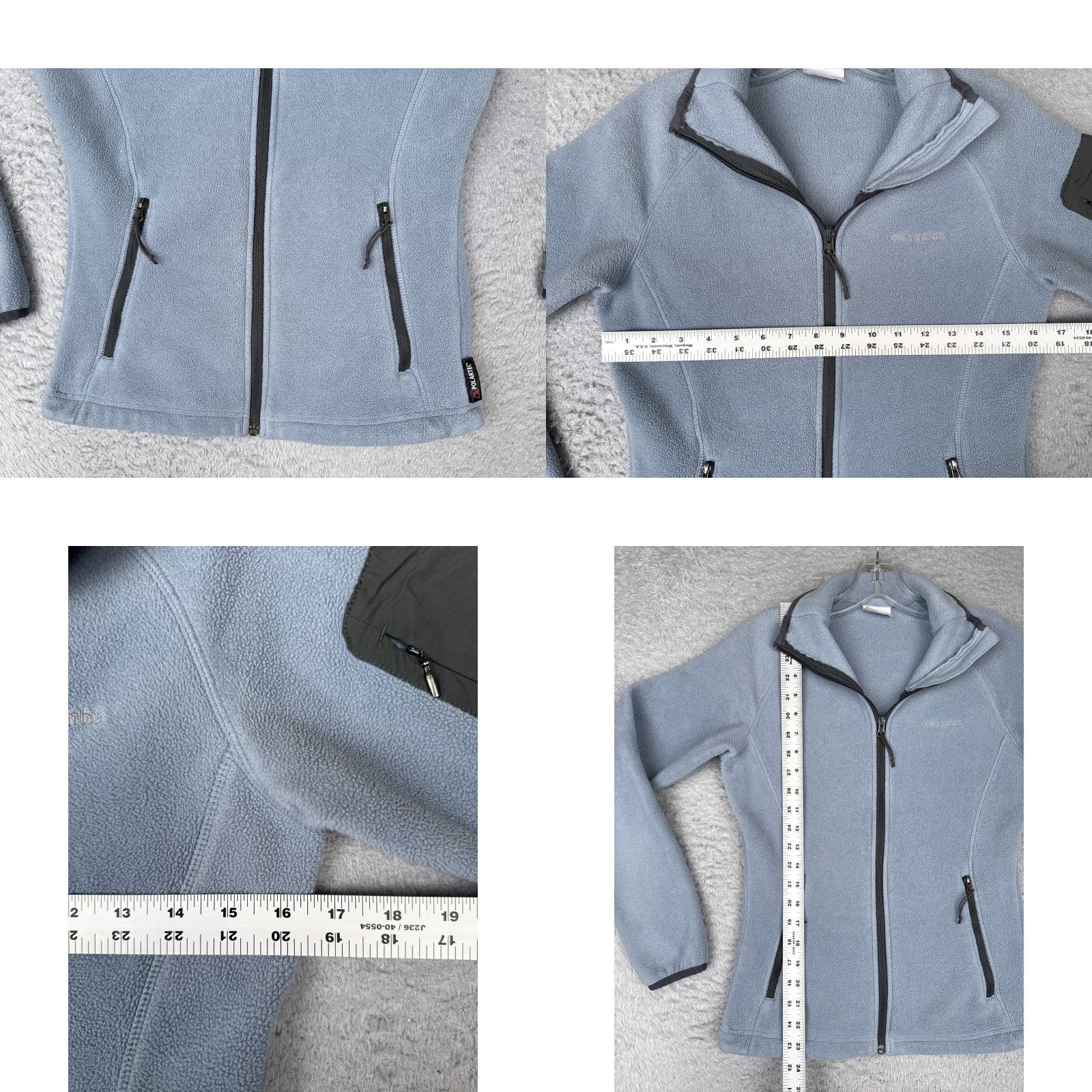 Vintage Columbia Jacket Women XS Fleece Blue Full Zip Lightweight Poly/Polyester Polartec Outdoor All Seasons Casual Urban Style, Regular Fit Size XS / US 0-2 / IT 36-38 - 8 Thumbnail