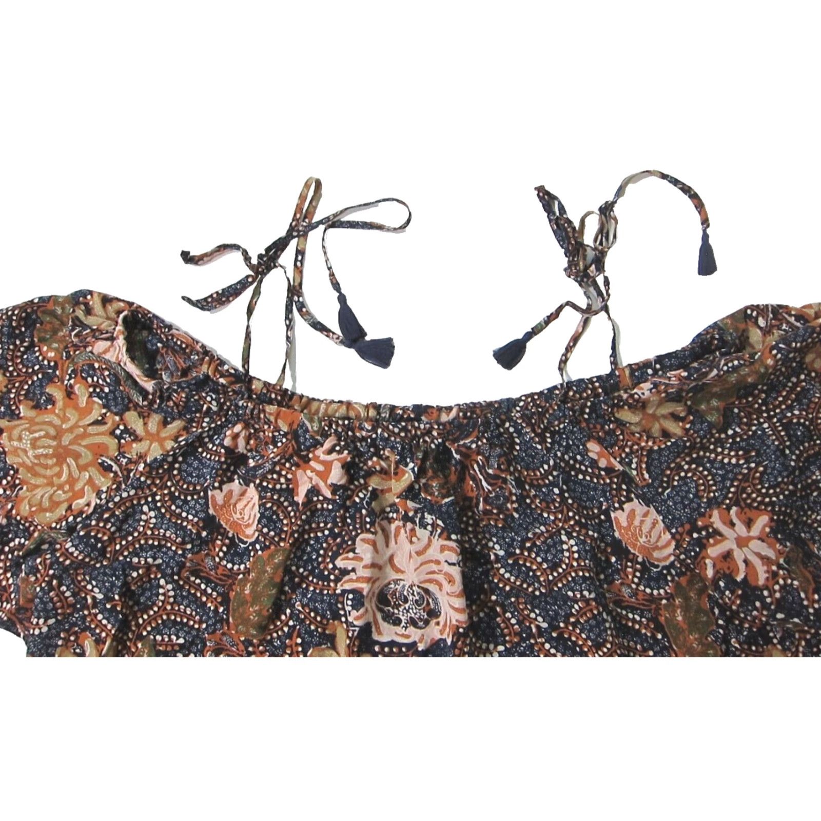 Madewell Madewell 100% Rayon Floral Blue Brown Crop Tunic Top Peasant Blouse XL Women Shirt Blouse Floral Crop Tunic Top XL Pink? Size XL / US 12-14 / IT 48-50 - 4 Thumbnail