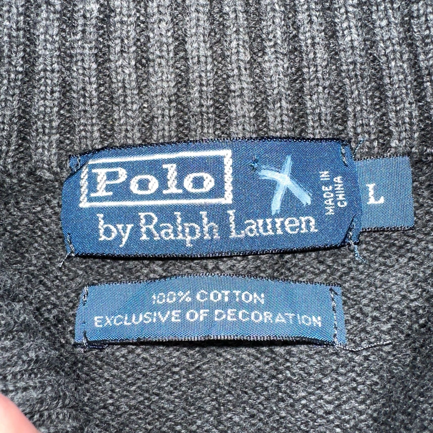 Ralph Lauren Polo Ralph Lauren Sweater L Gray Cotton Long Sleeve Mock Neck Quarter Zip VTG Size US L / EU 52-54 / 3 - 6 Thumbnail