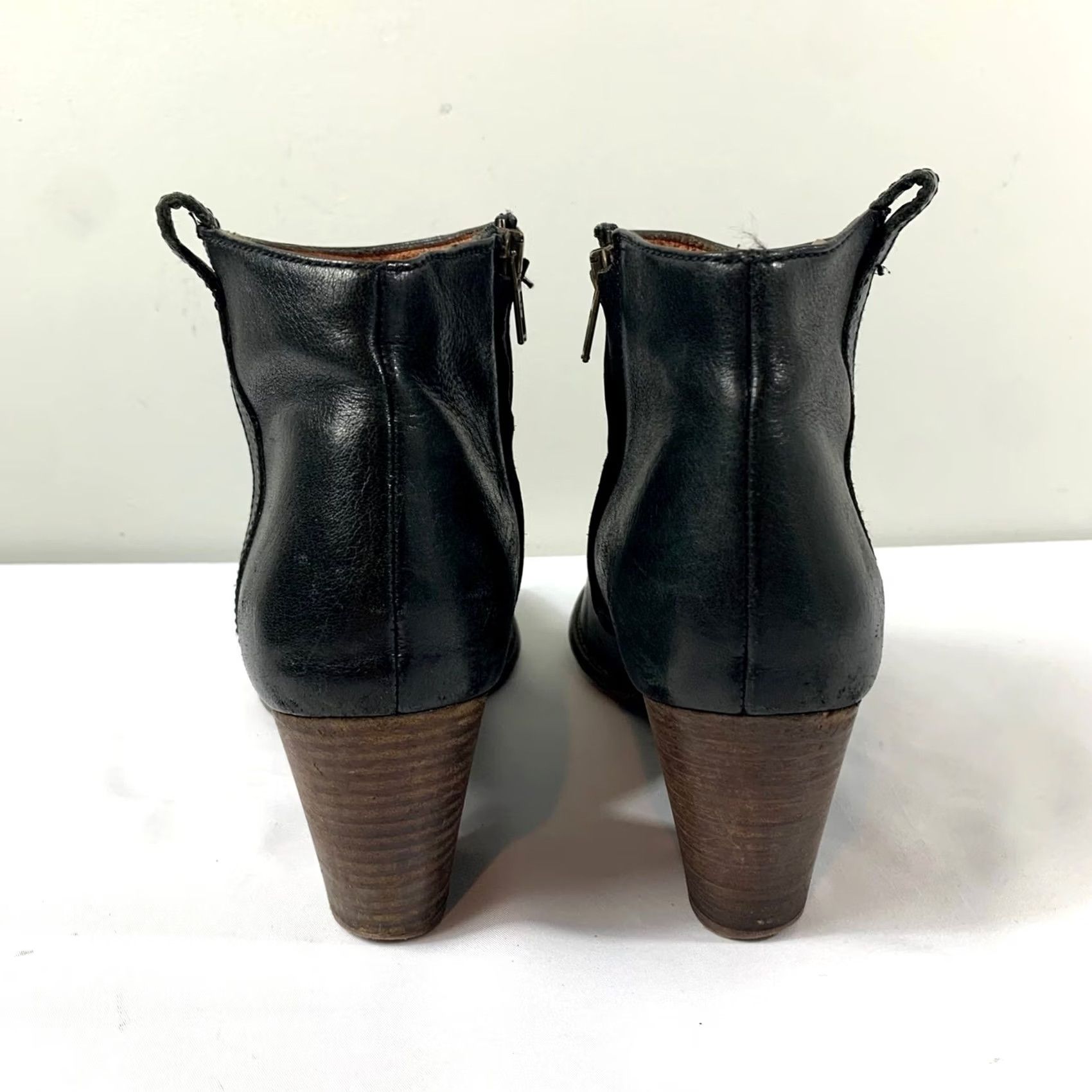 Madewell Madewell Black Leather Ankle Booties Womens 9.5 Stacked Heel Zip Up Size US 10 / IT 40 - 3 Thumbnail