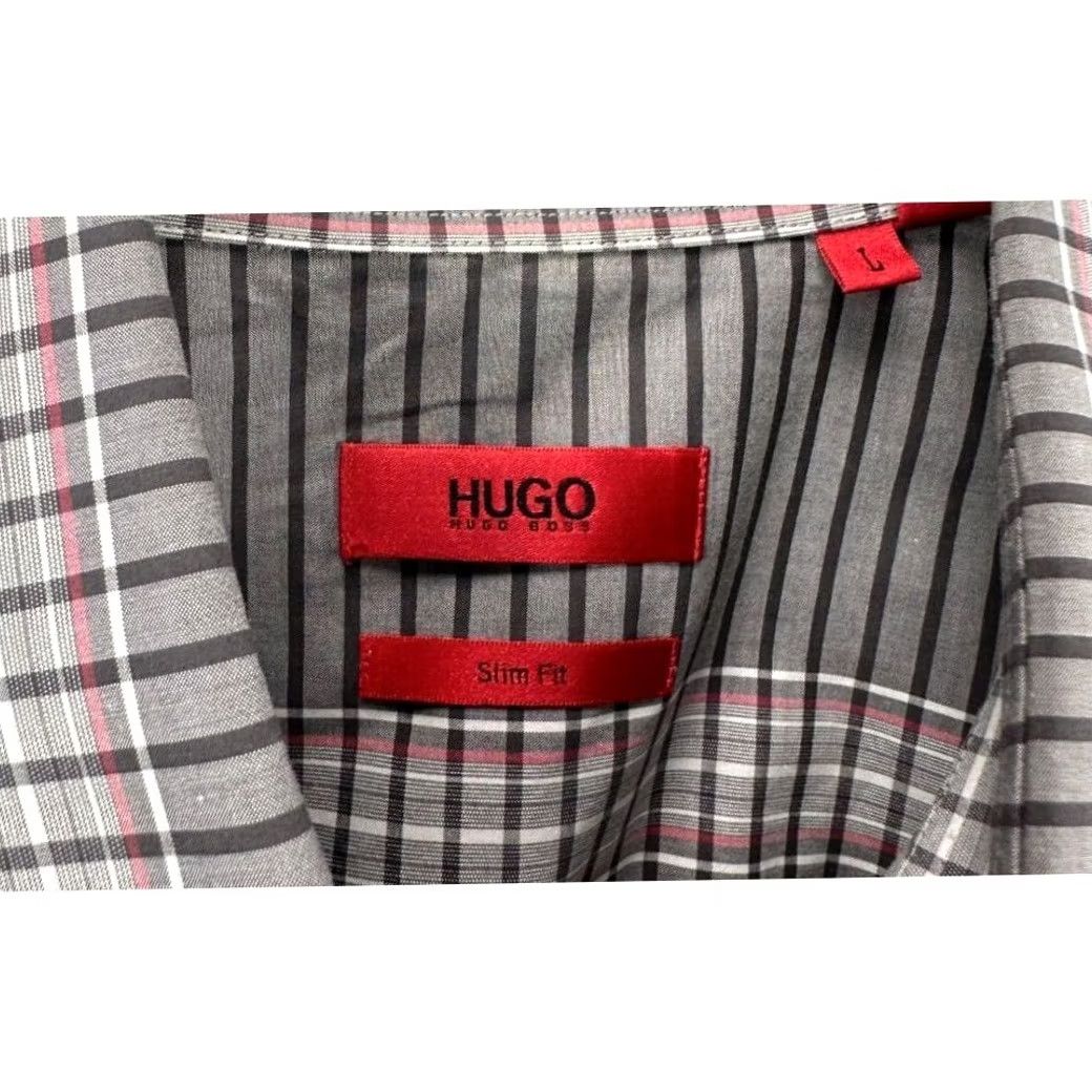 Hugo Boss HUGO BOSS Shirt Mens Large Grey Pinstripe Slim Fit Button Up Long Sleeve Size US L / EU 52-54 / 3 - 4 Thumbnail