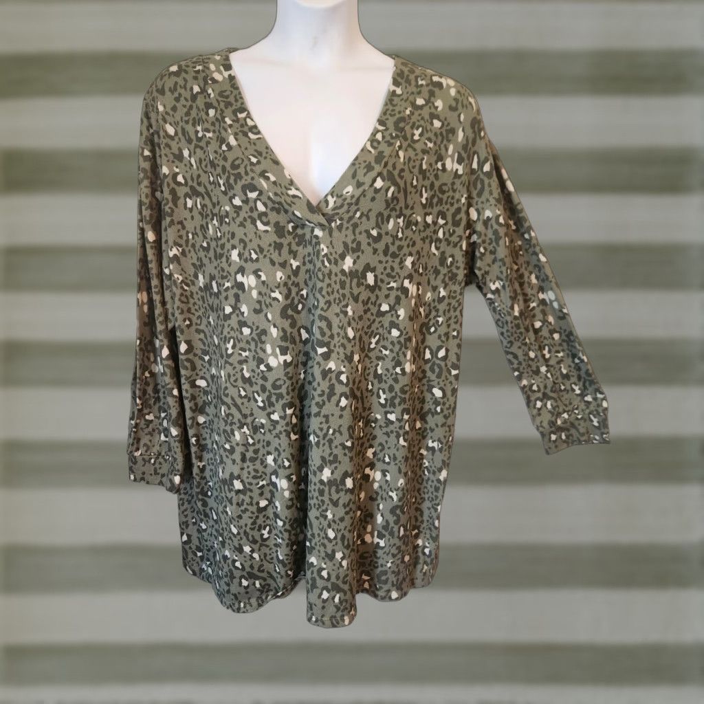 Vintage Jenni Women's Gown Shirt Sleep Mountain Sage Animal Print Green XXL Green XS? Size XS / US 0-2 / IT 36-38 - 1 Thumbnail