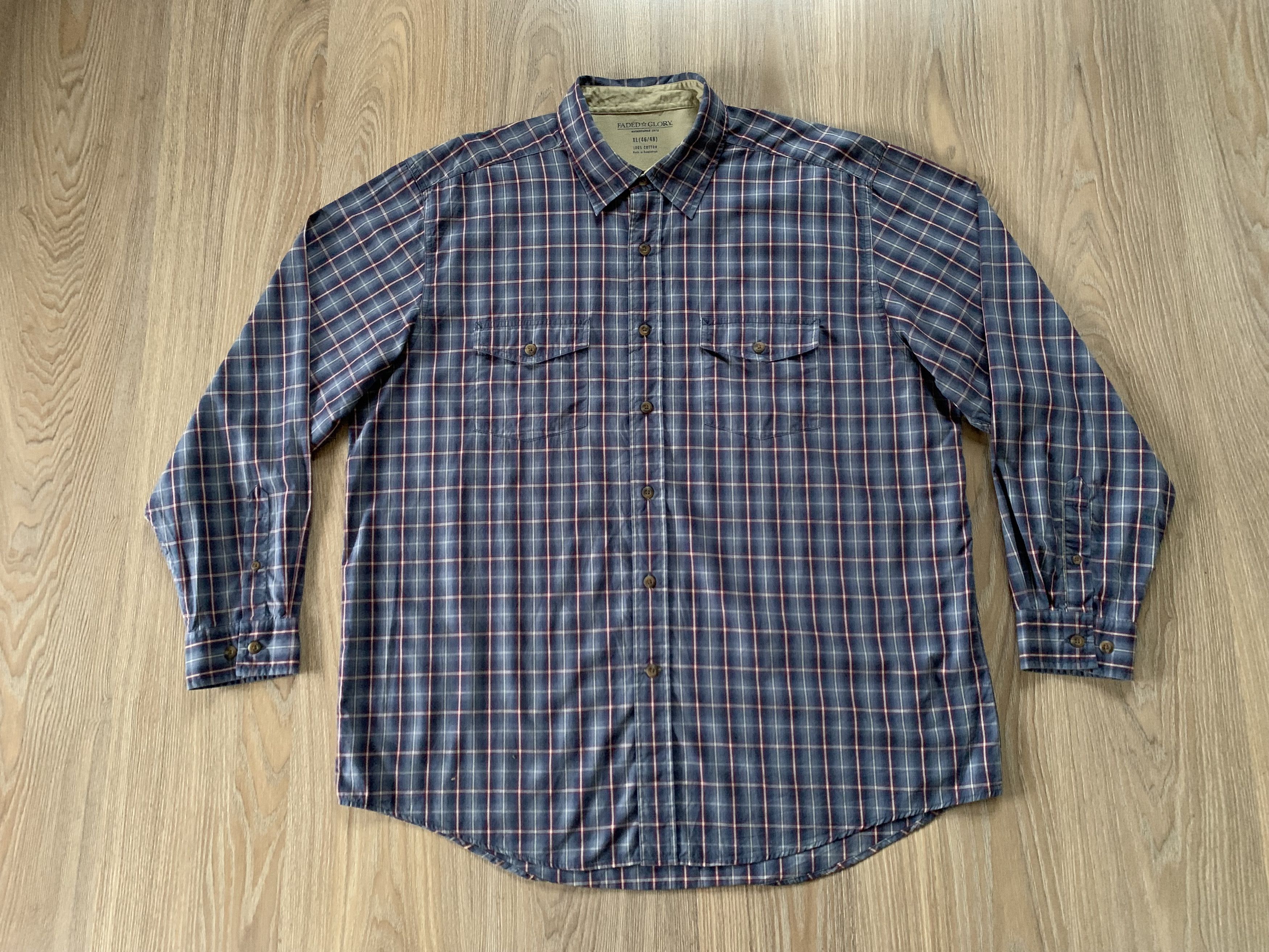Faded Glory × Flannel Faded Glory Cotton Plaid Long Sleeve Shirt Size US XL / EU 56 / 4 - 3 Thumbnail