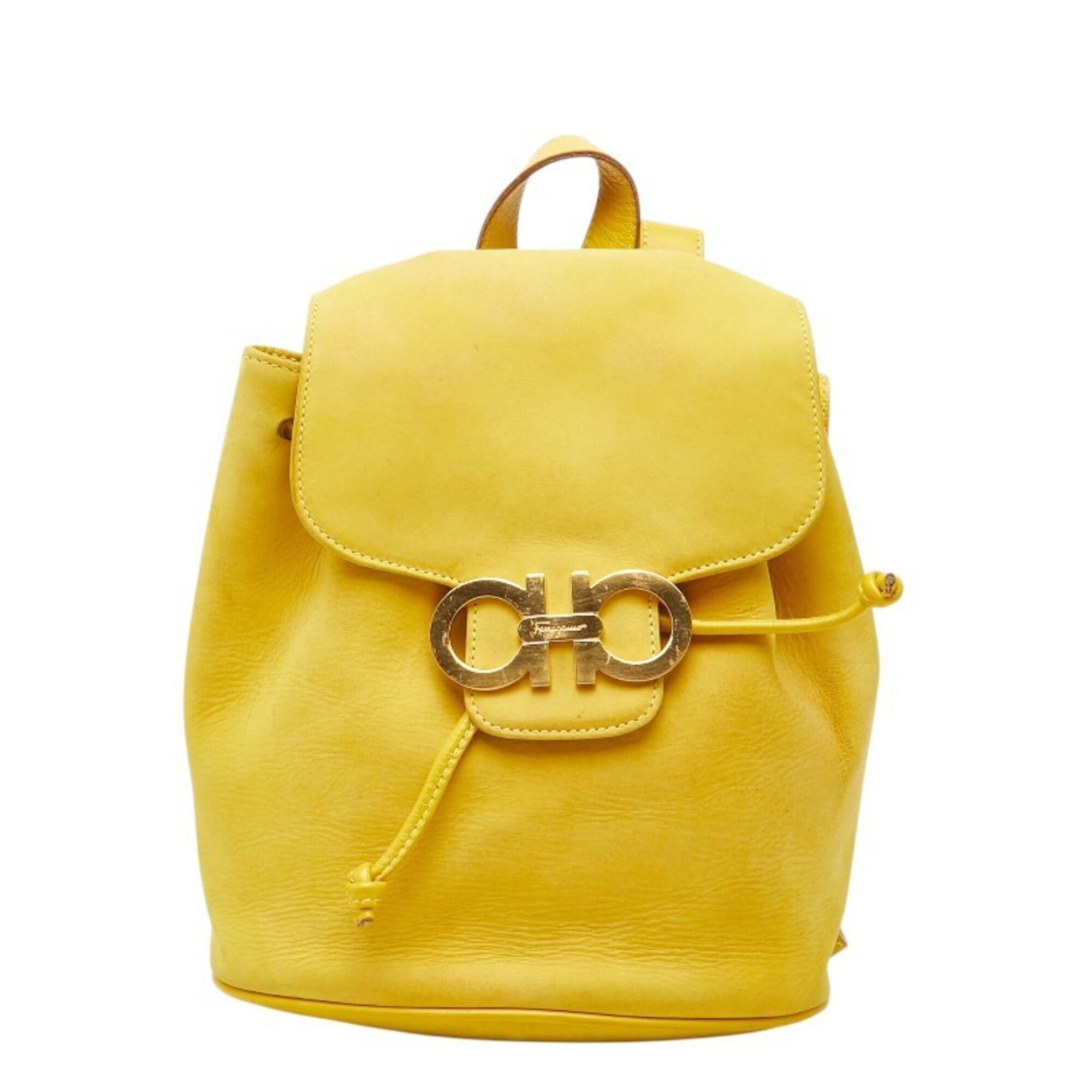 Salvatore Ferragamo Salvatore Ferragamo Gancini Mini Backpack, Yellow Leather, Women's Size ONE SIZE - 1 Thumbnail