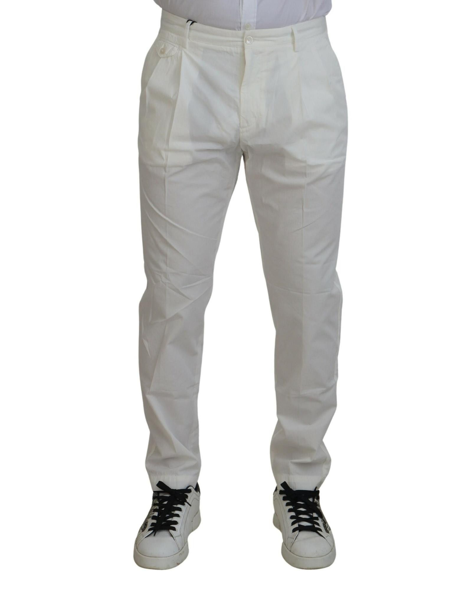 image of Dolce Gabbana Gorgeous Cotton Chino Pants in White, Men's (Size 40)