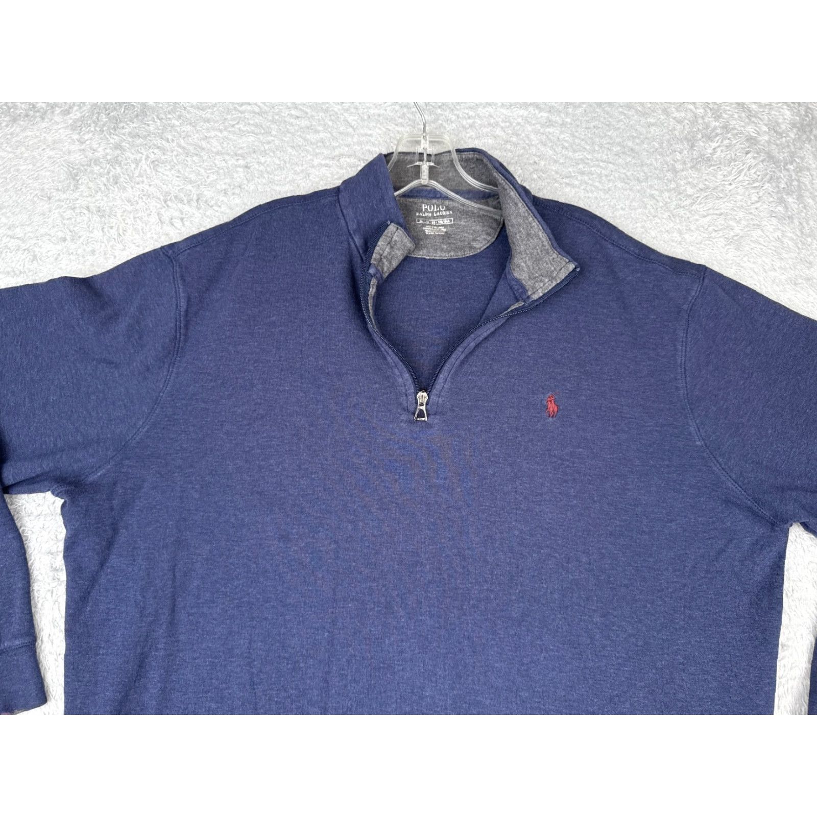 Polo Ralph Lauren Polo Ralph Lauren Sweater Adult XL Blue 1/4 Zip Mock Neck Cotton Blend Embroidered Logo Pullover Mens Size US XL / EU 56 / 4 - 4 Thumbnail