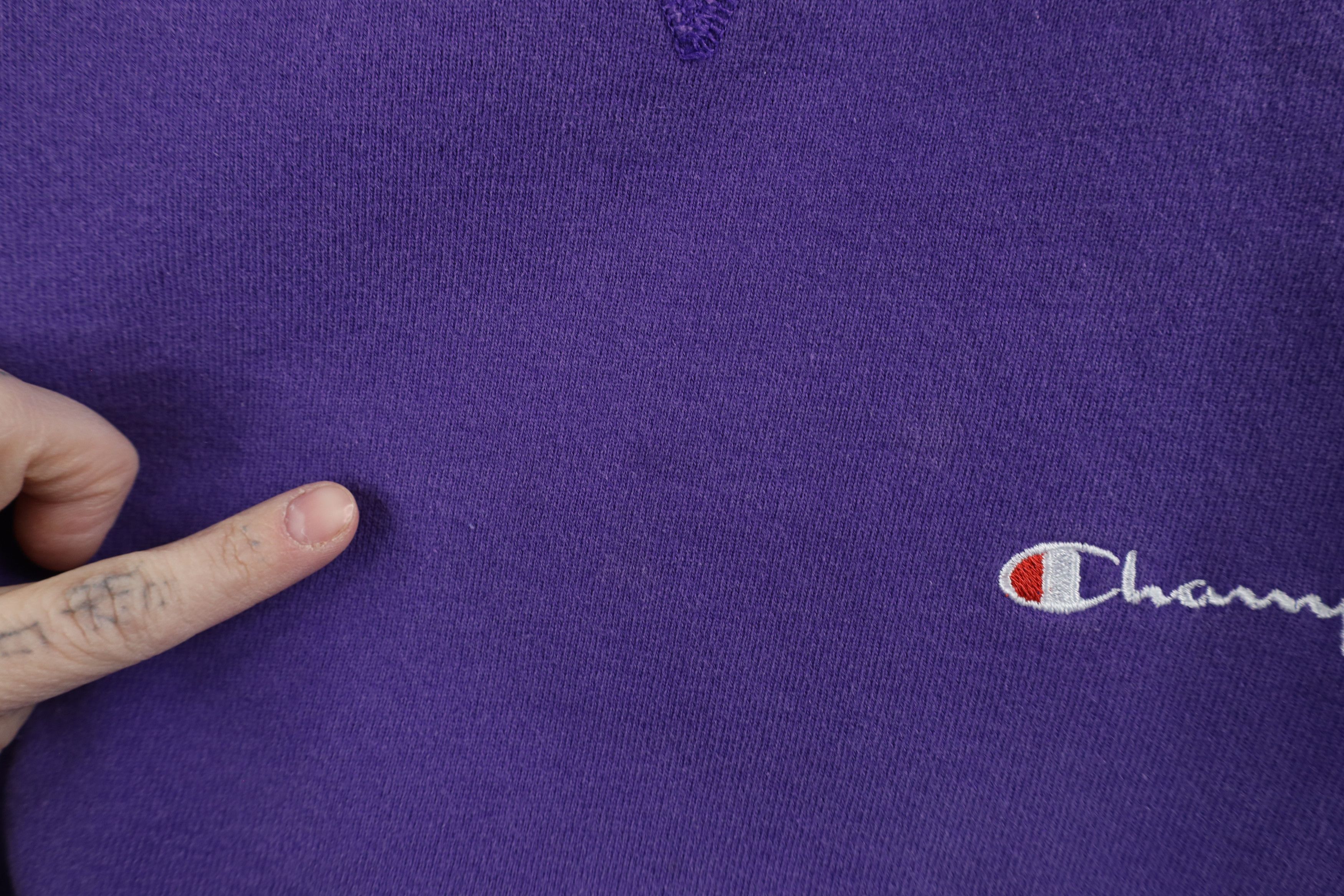Champion × Vintage Vintage 90s Champion Spell Out Crewneck Sweatshirt Purple Size US L / EU 52-54 / 3 - 5 Thumbnail