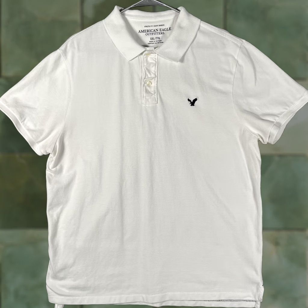 American Eagle Outfitters American Eagle Polo Shirt Mens 2XL White Athletic Fit Casual Golf Y2K Preppy Size US XXL / EU 58 / 5 - 1 Thumbnail
