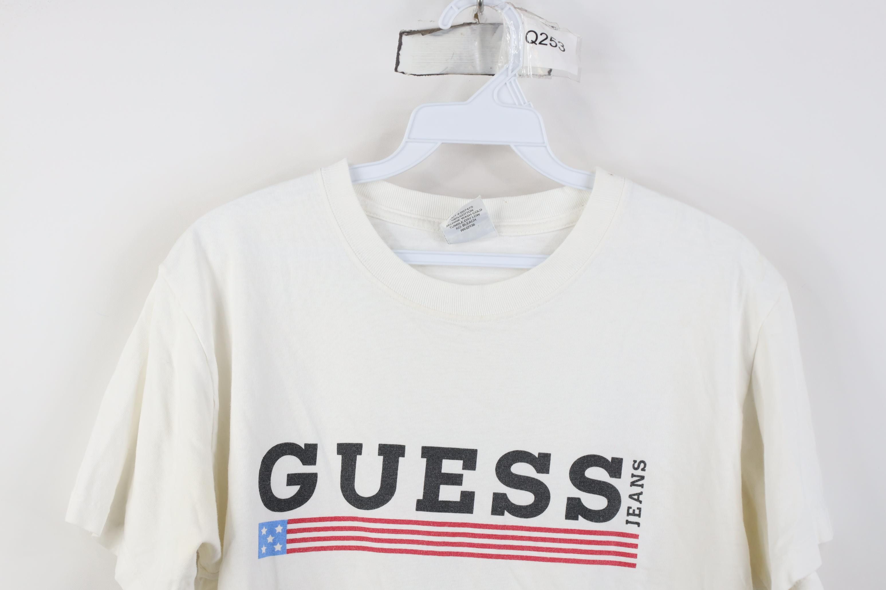 Guess Vintage 90s Guess Jeans Spell Out USA Flag T-Shirt White Size S / US 4 / IT 40 - 2 Thumbnail