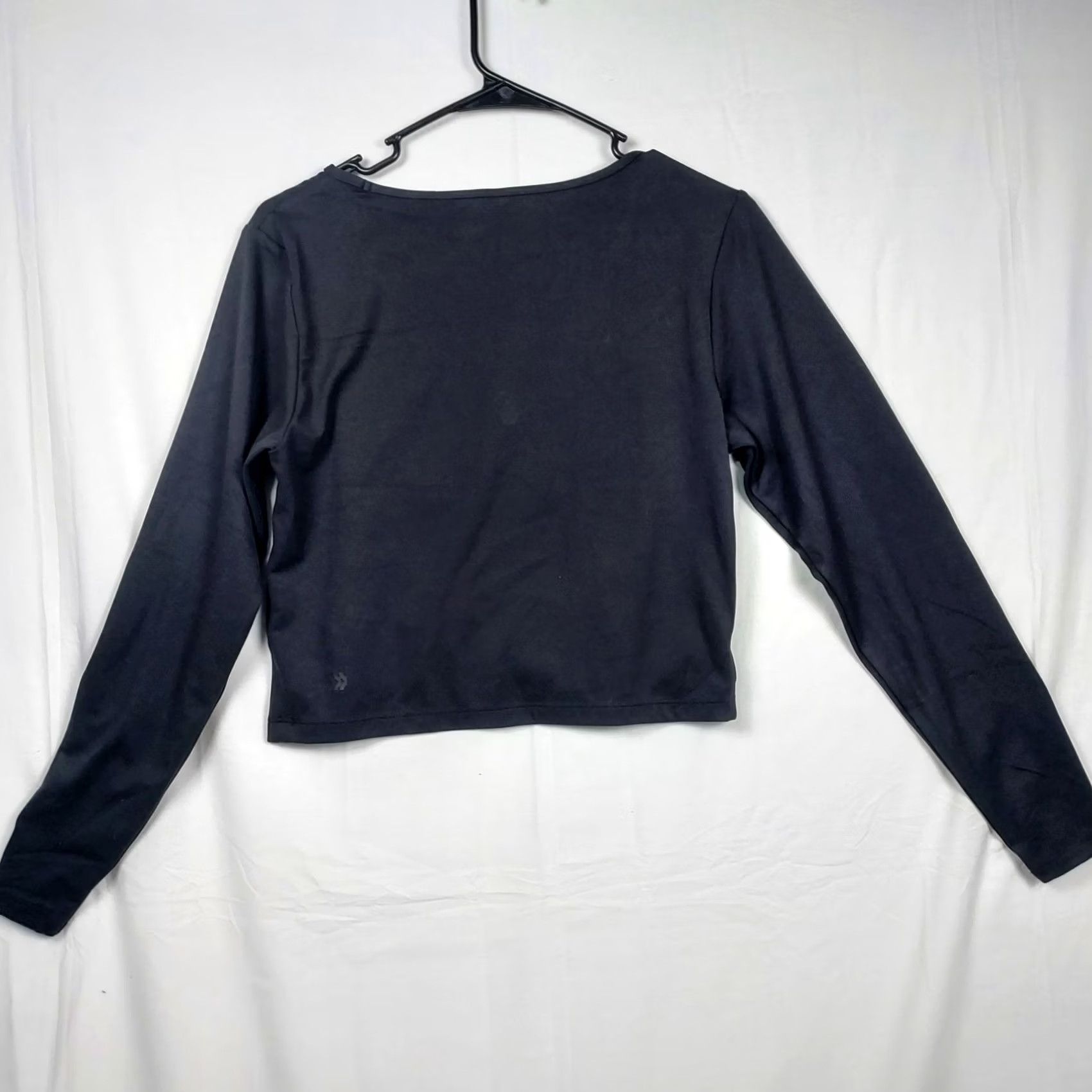 Vintage All in Motion Ruched V-Neck Long Sleeve Top Black L Workout Tee Cropped Women Athletic Shirt Size L / US 10 / IT 46 - 2 Thumbnail