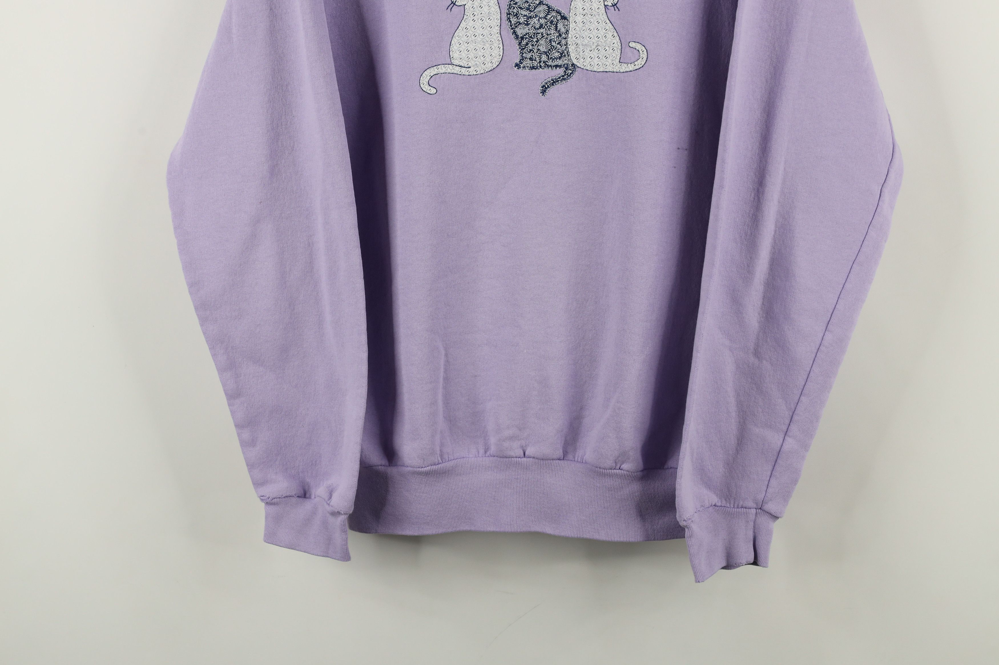 Vintage Vintage 90s Quilt Patch Cat Kitten Butterfly Sweatshirt Size M / US 6-8 / IT 42-44 - 3 Thumbnail