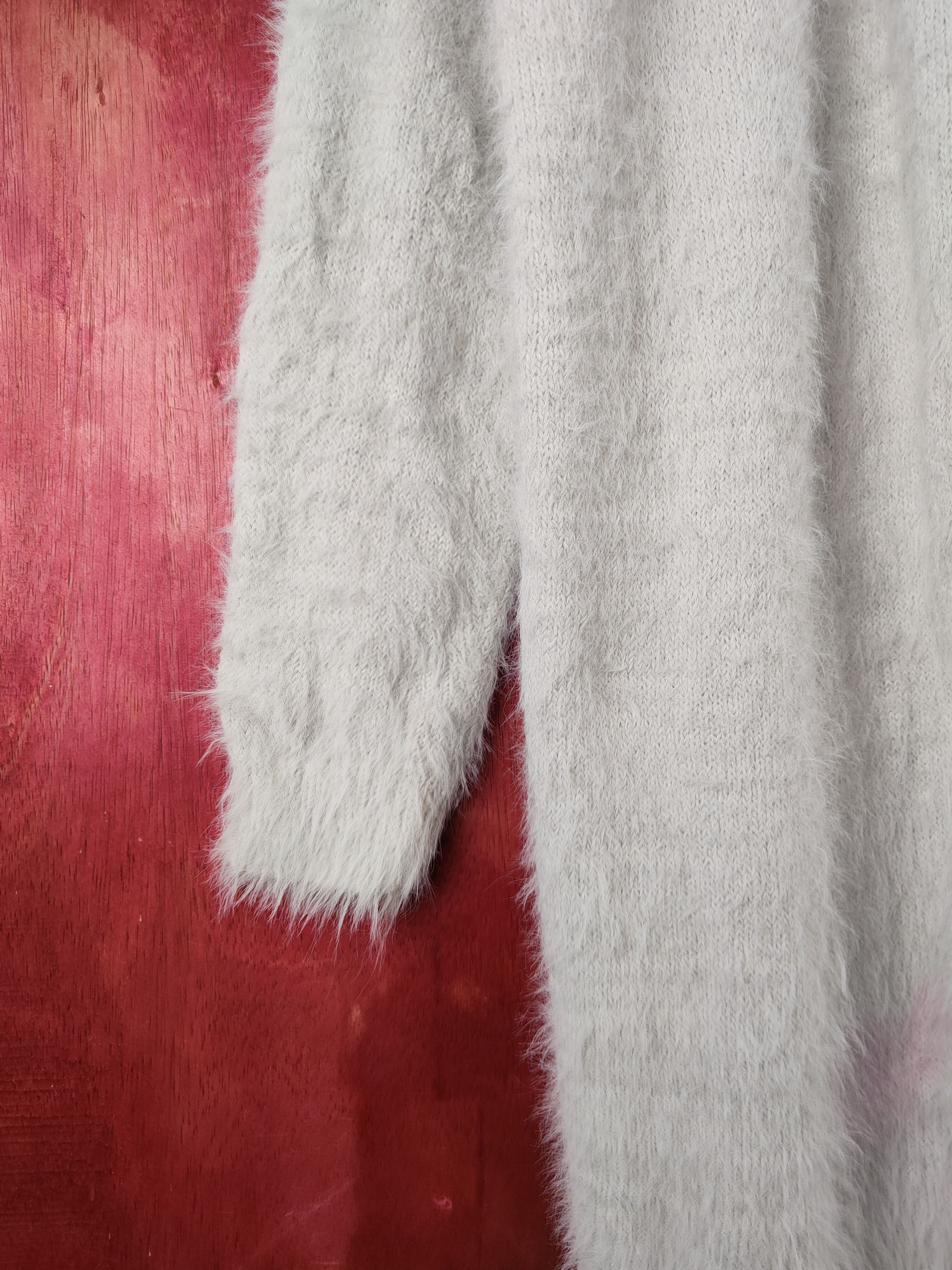 Vintage Glacier Light Gray Fur Mohair Knitwear Cardigan Size L / US 10 / IT 46 - 4 Thumbnail