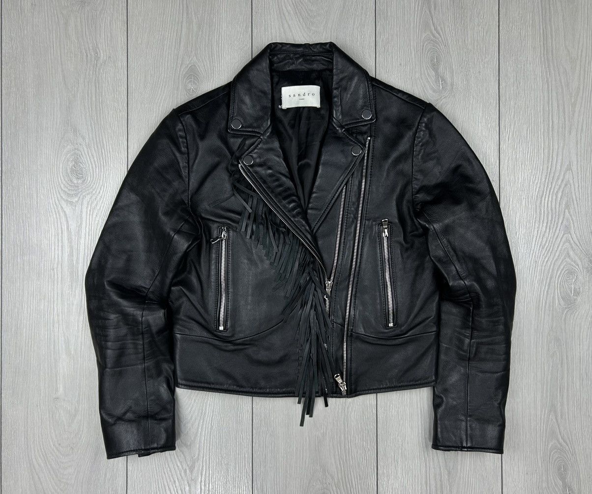 Sandro Biker Leather Black Jacket Women's Size S