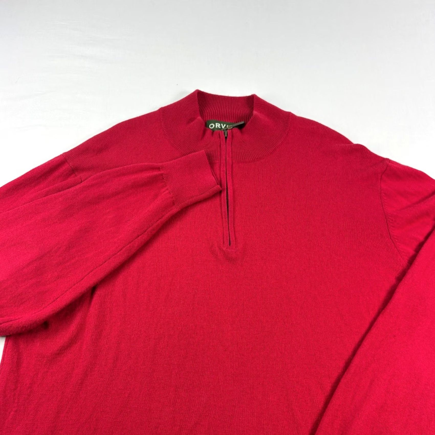 Orvis Orvis Sweater Pullover Mens Large Red 1/4 Zip Mock Neck Cotton Silk Blend Stretch Preppy Regular Fit Size US L / EU 52-54 / 3 - 3 Thumbnail