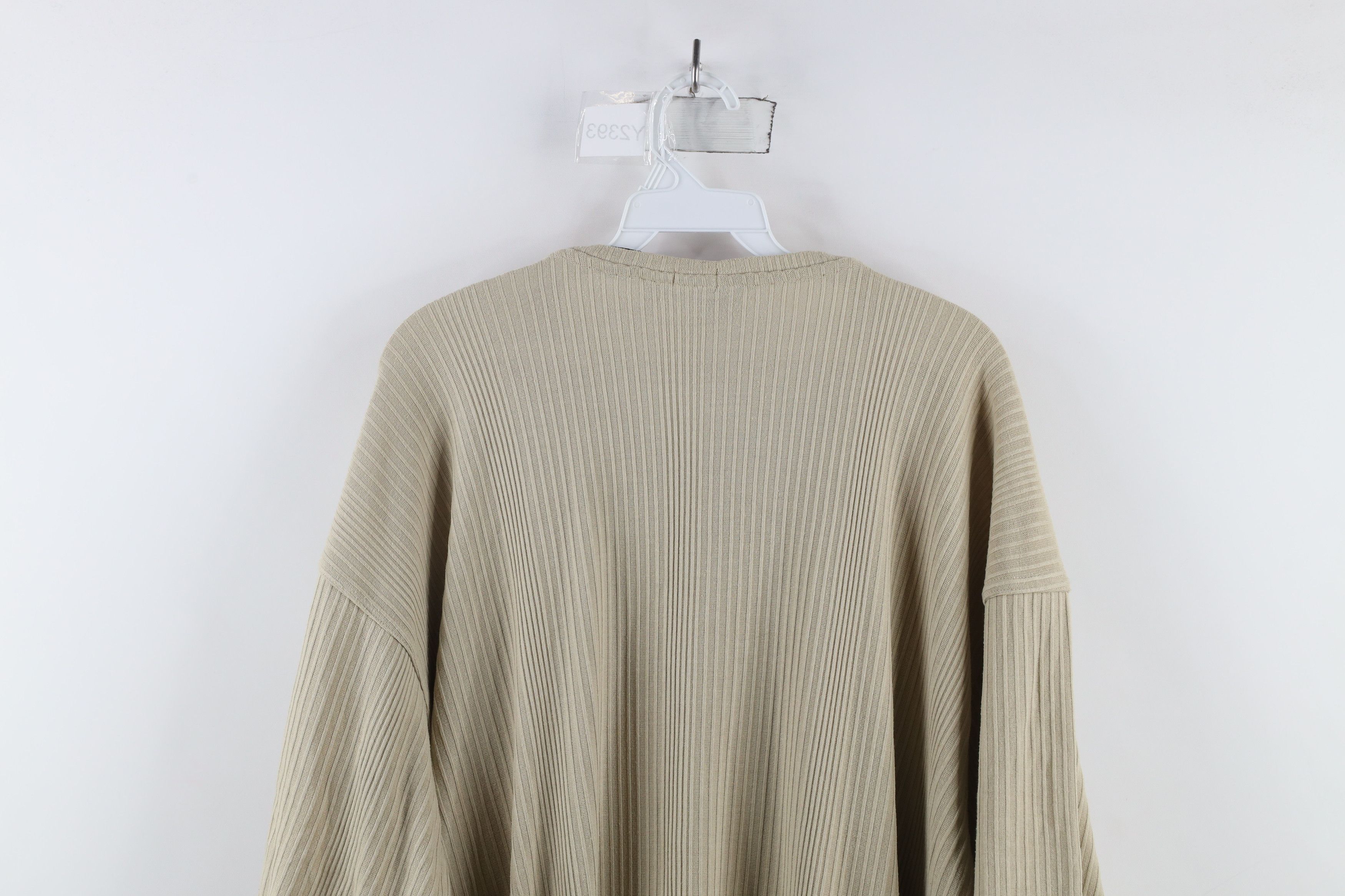 Vintage Vintage 90s Streetwear Blank Baggy Ribbed Knit T-Shirt Beige Size US XL / EU 56 / 4 - 8 Thumbnail