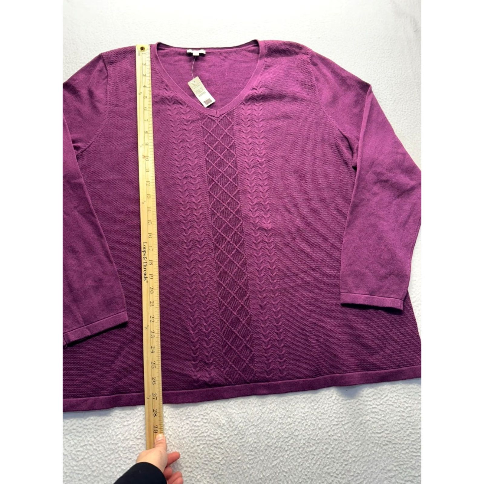 Talbots VINTAGE? Women’s Talbots Sweater BNWT Cable Knit 100% Cotton Pullover Purple 3X Women’s Girls Mens? Size XXL / US 16-18 / IT 52-54 - 6 Thumbnail