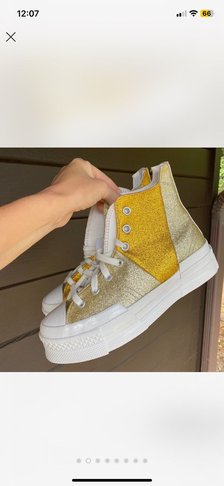 Converse Converse Chuck 70 Plus Glitter Gold High Top Unisex Women’s Size US 7 / IT 37 - 7 Thumbnail